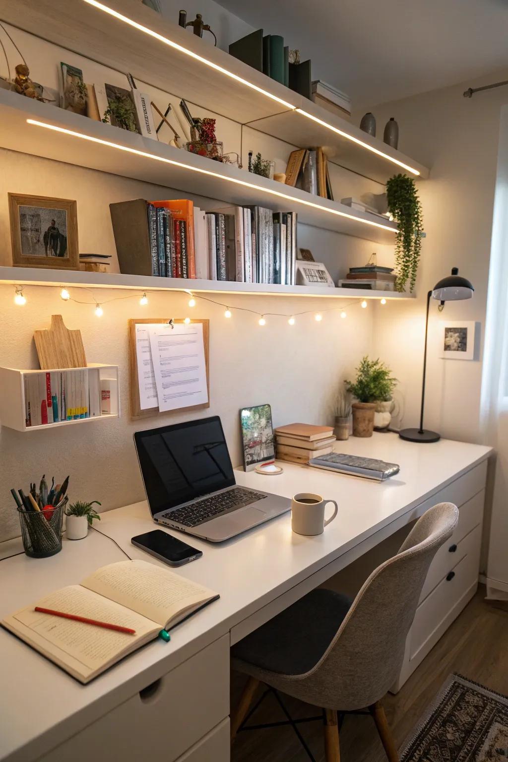 Boost your productivity with well-lit workspaces using LED lights.