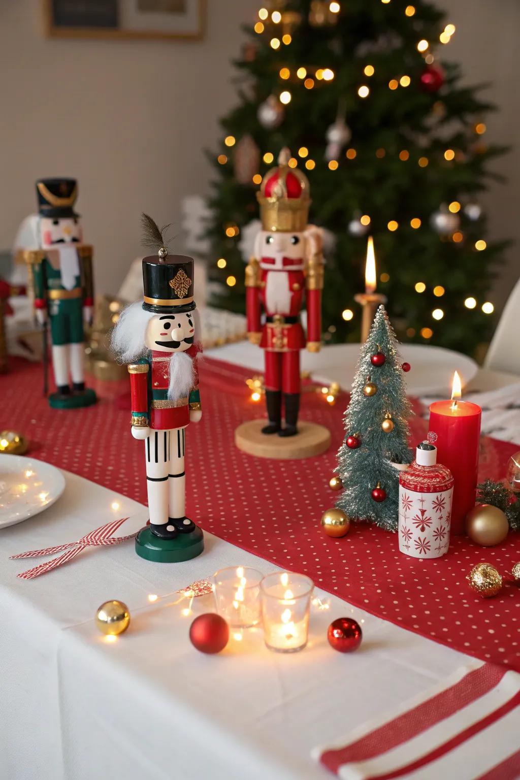 A nutcracker theme adds storybook charm and whimsy to the table.