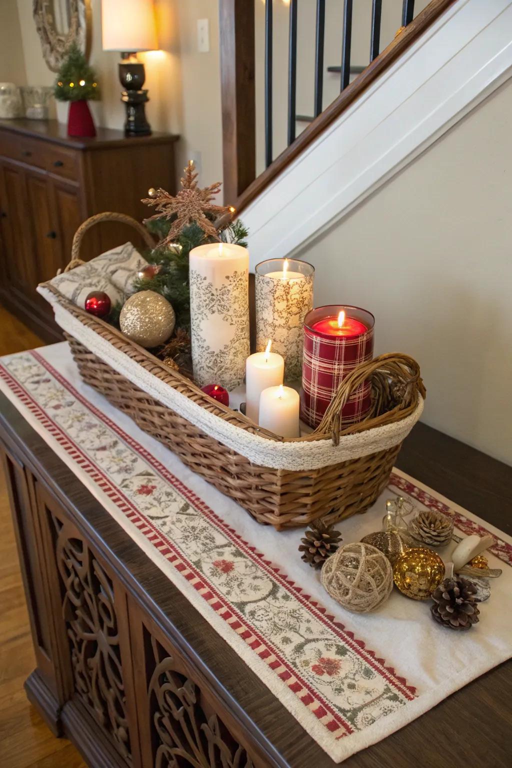 Delight mom with a basket of seasonal décor to refresh her home.