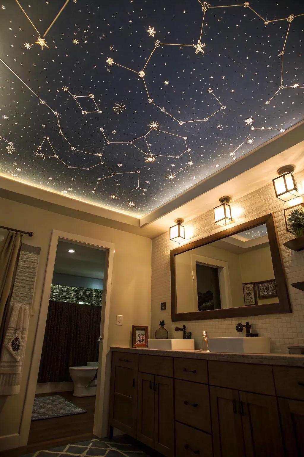 A starry night ceiling can add whimsy and wonder to your bathroom.