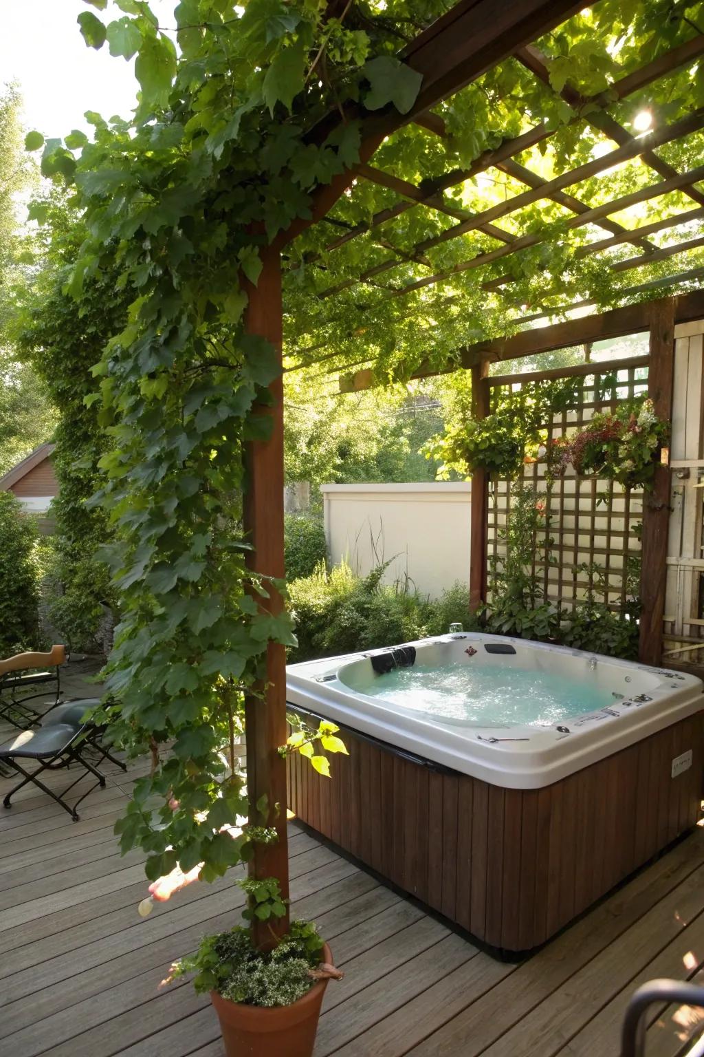 A vine-covered trellis offers an organic and beautiful privacy solution.