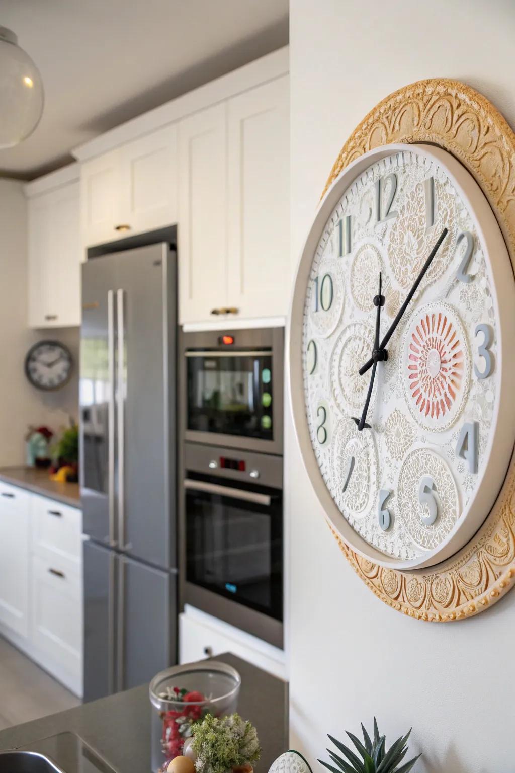 Keep time stylish with a handmade puffy paint wall clock.