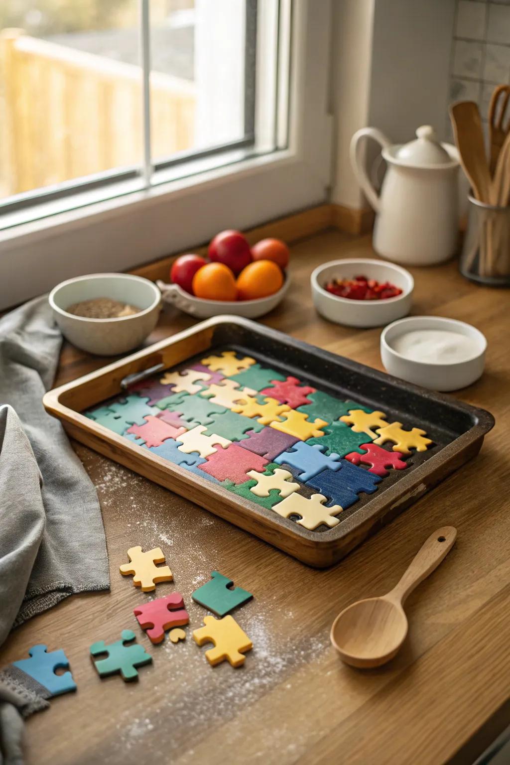 Serve in style with a puzzle piece tray.