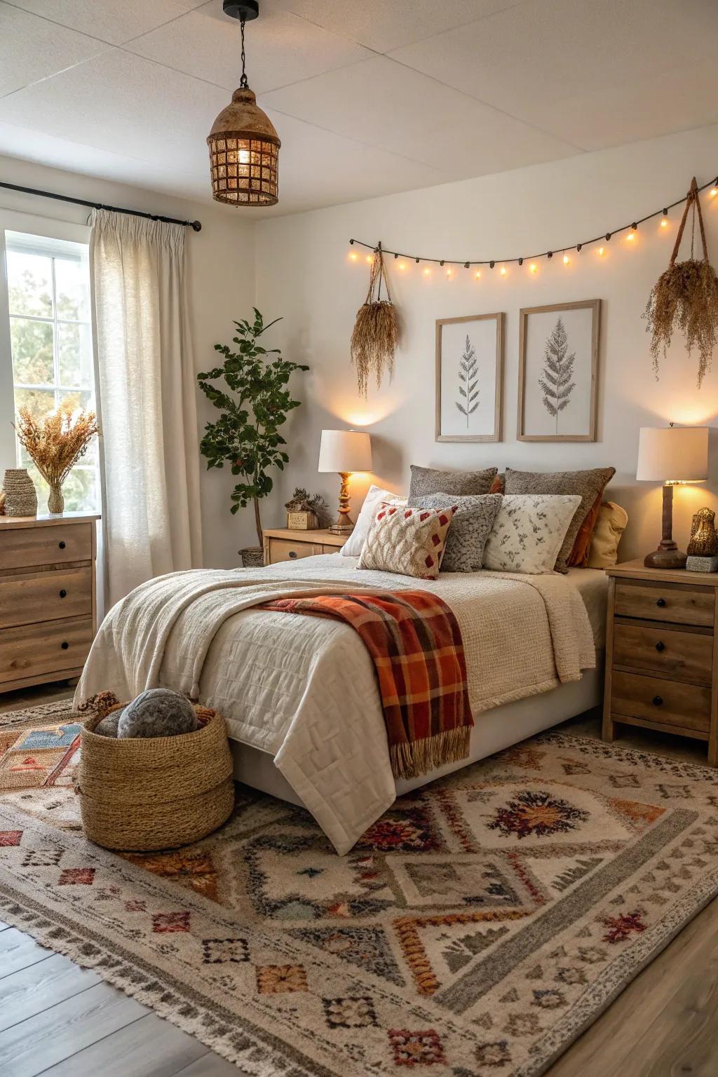 Seasonal rugs offer versatility and refresh a bedroom's look throughout the year.