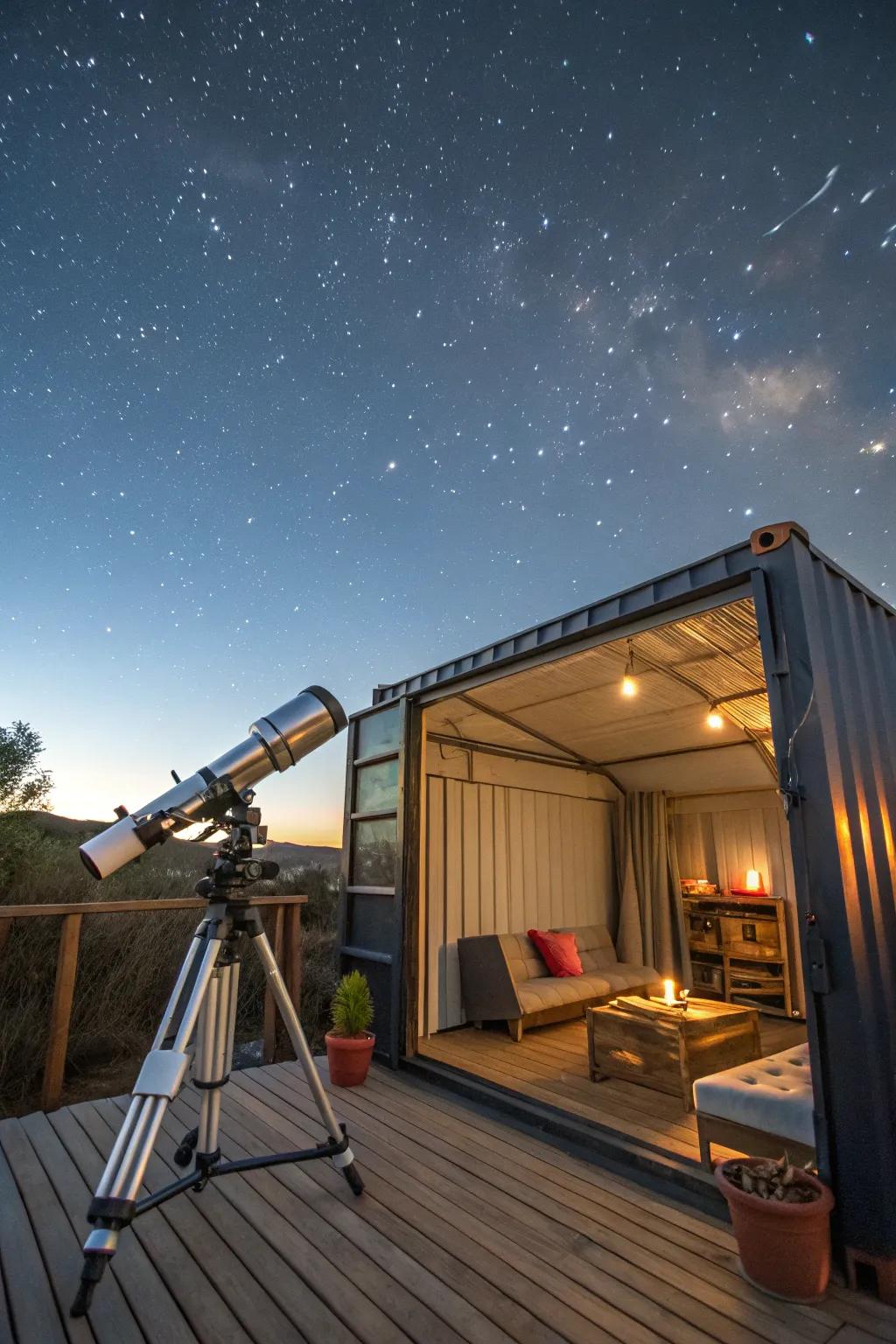 Embark on stargazing adventures with a deck observatory.