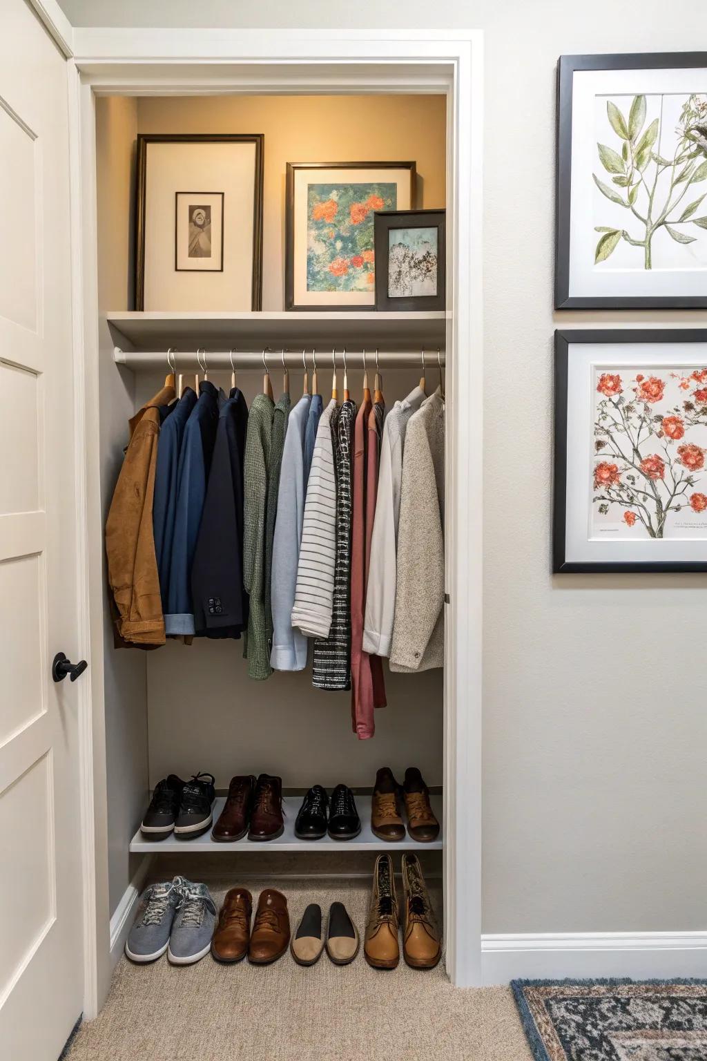 Artwork adds a personal and curated feel to your closet space.