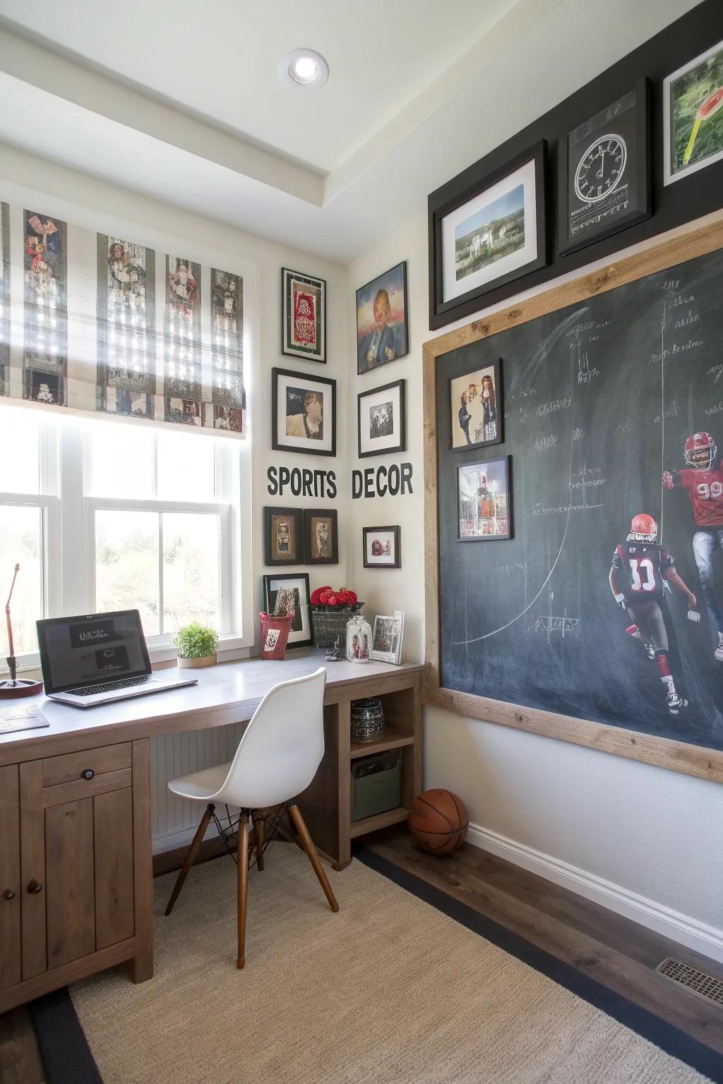 Track ideas and stats with a chalkboard wall.