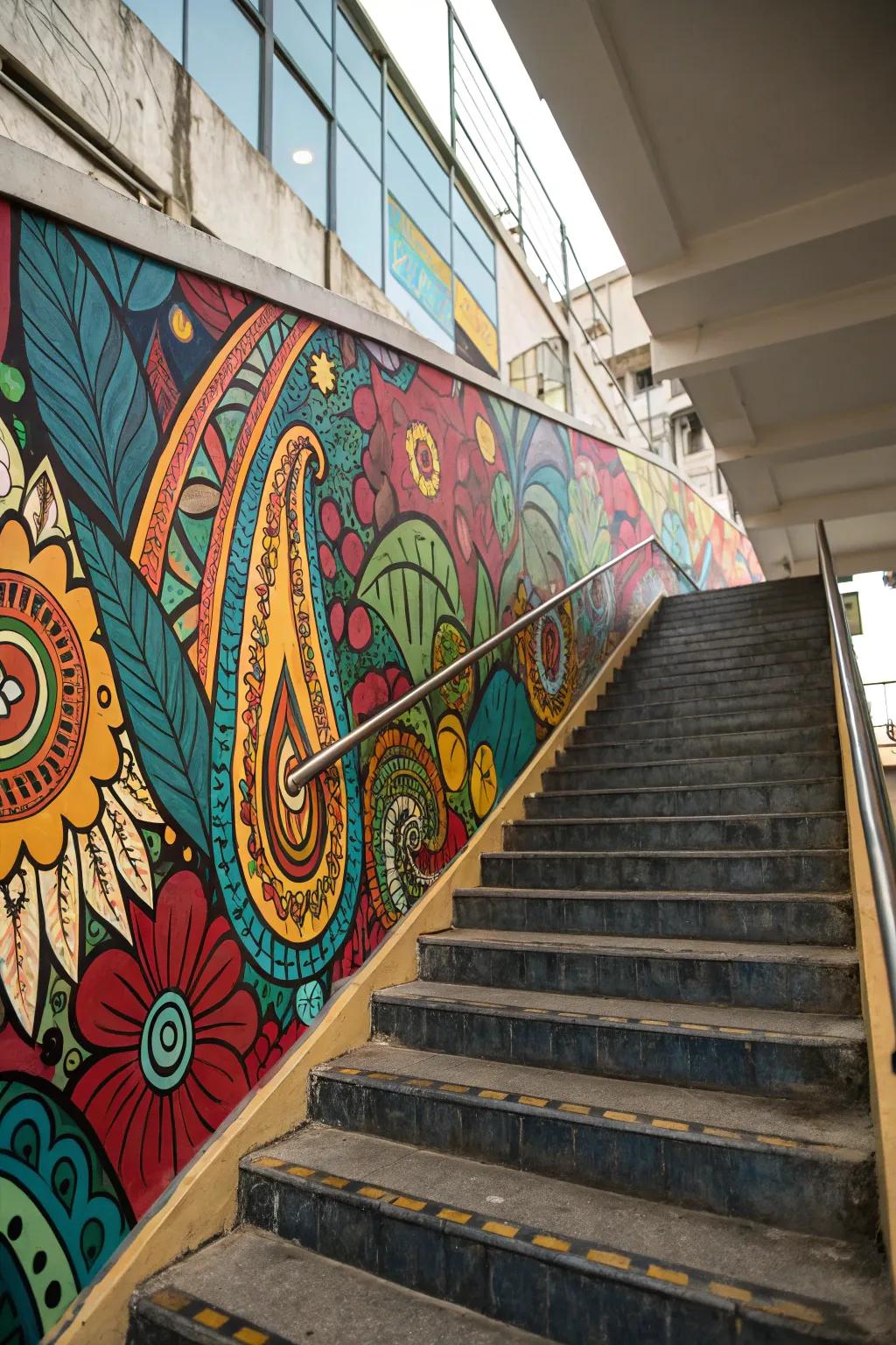 A mural makes your staircase one-of-a-kind.