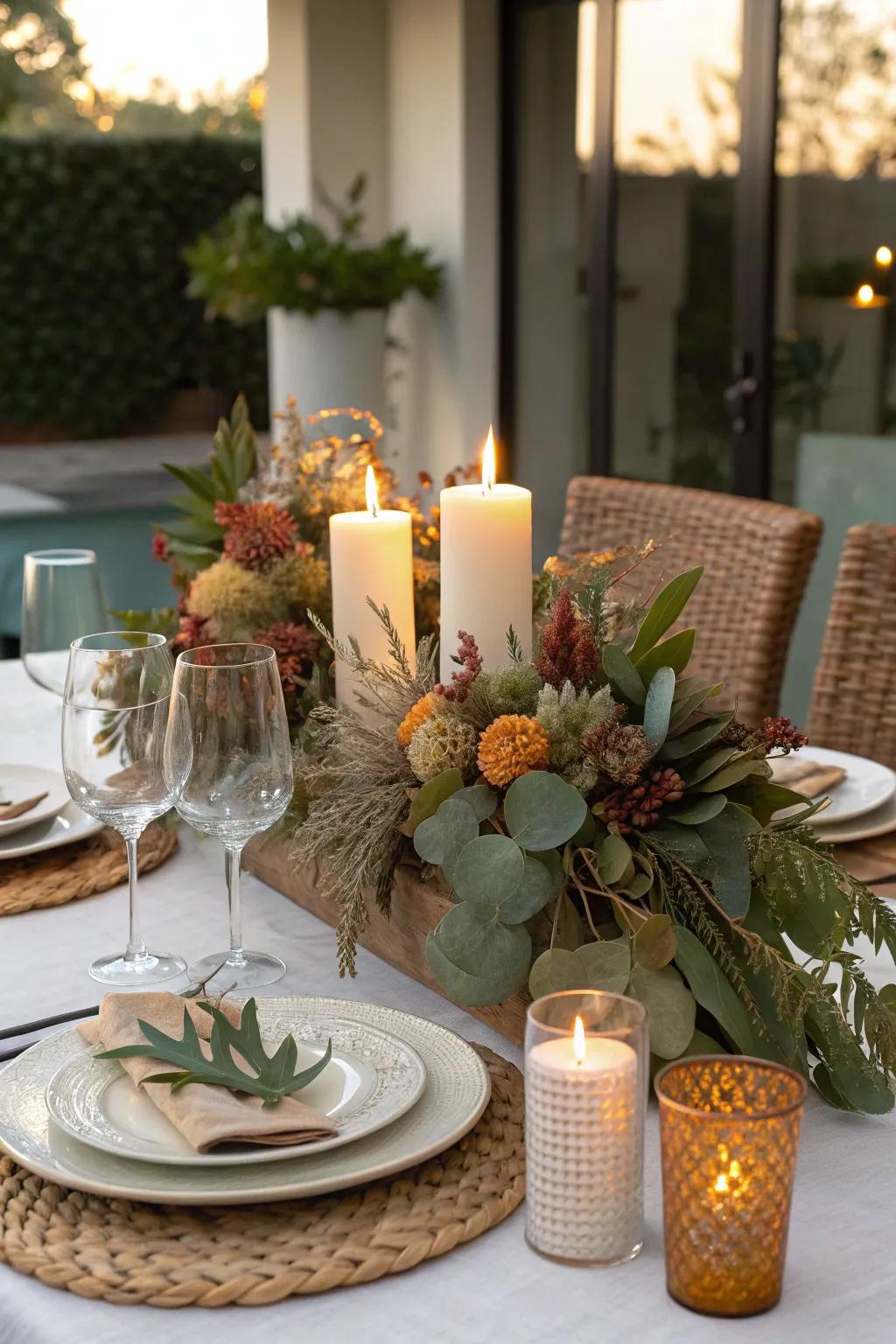 Artful centerpiece displays engage the senses with variety.