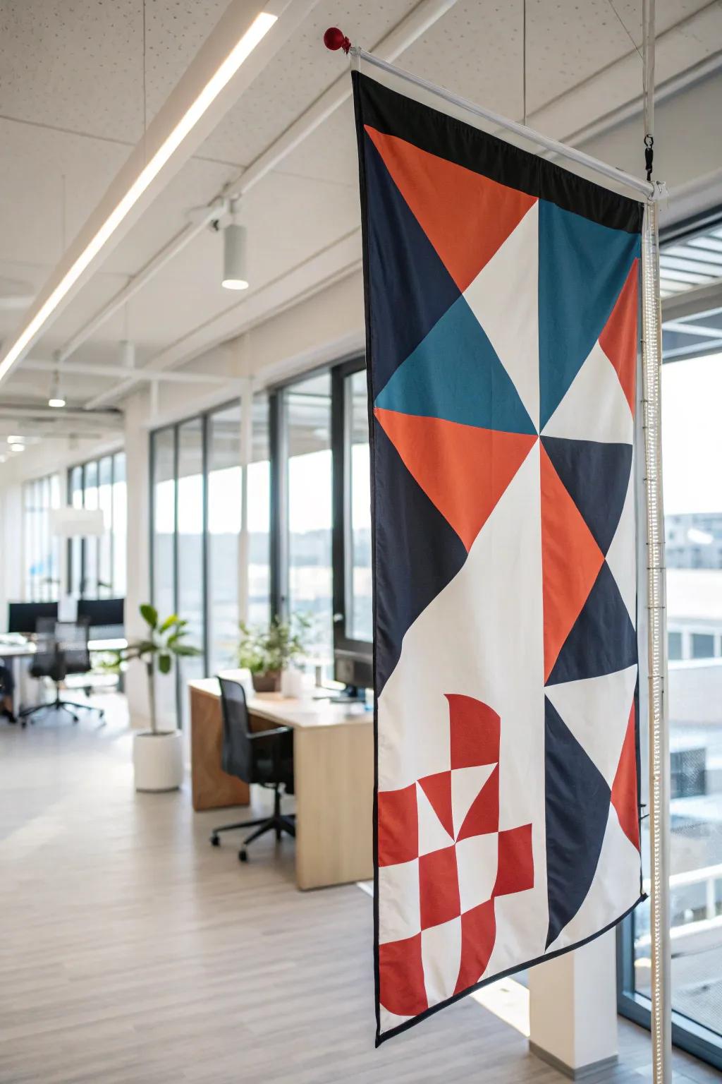 Give your space a modern touch with a geometric pattern team flag.