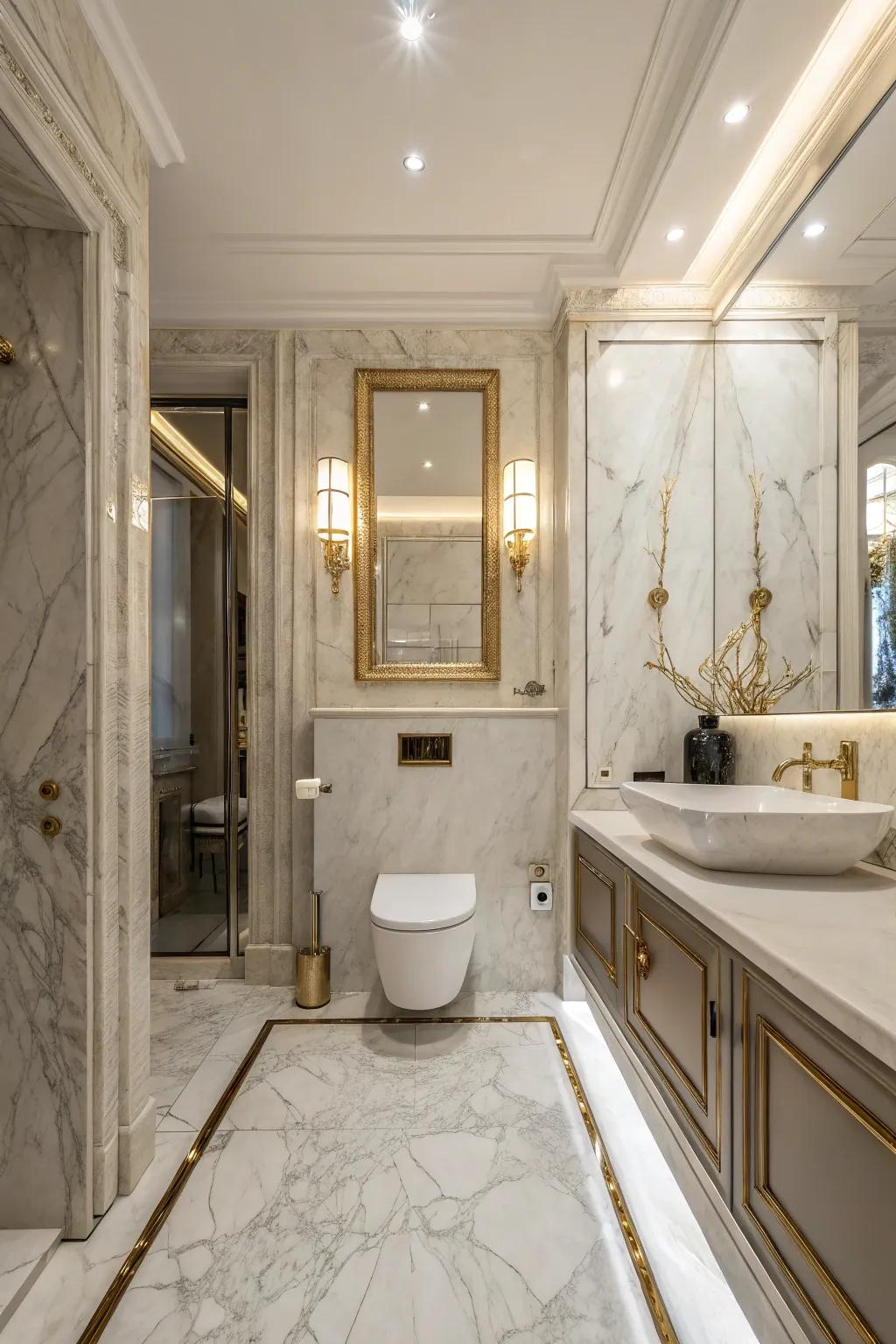 Marble finishes add elegance and sophistication.