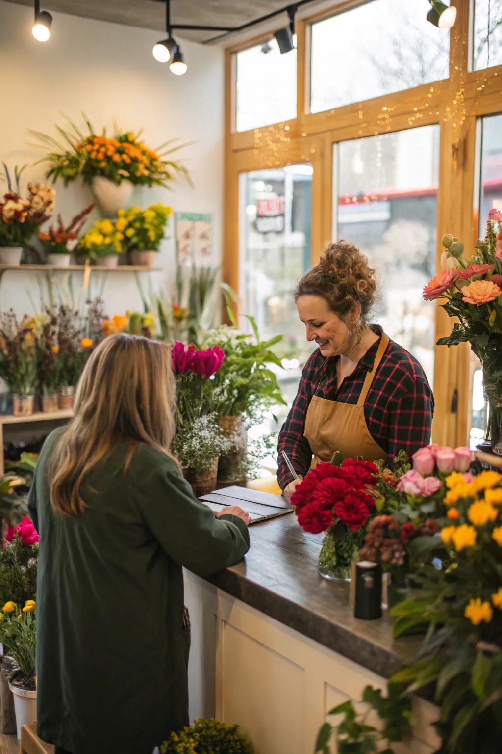 Personalized floral services in a flower shop