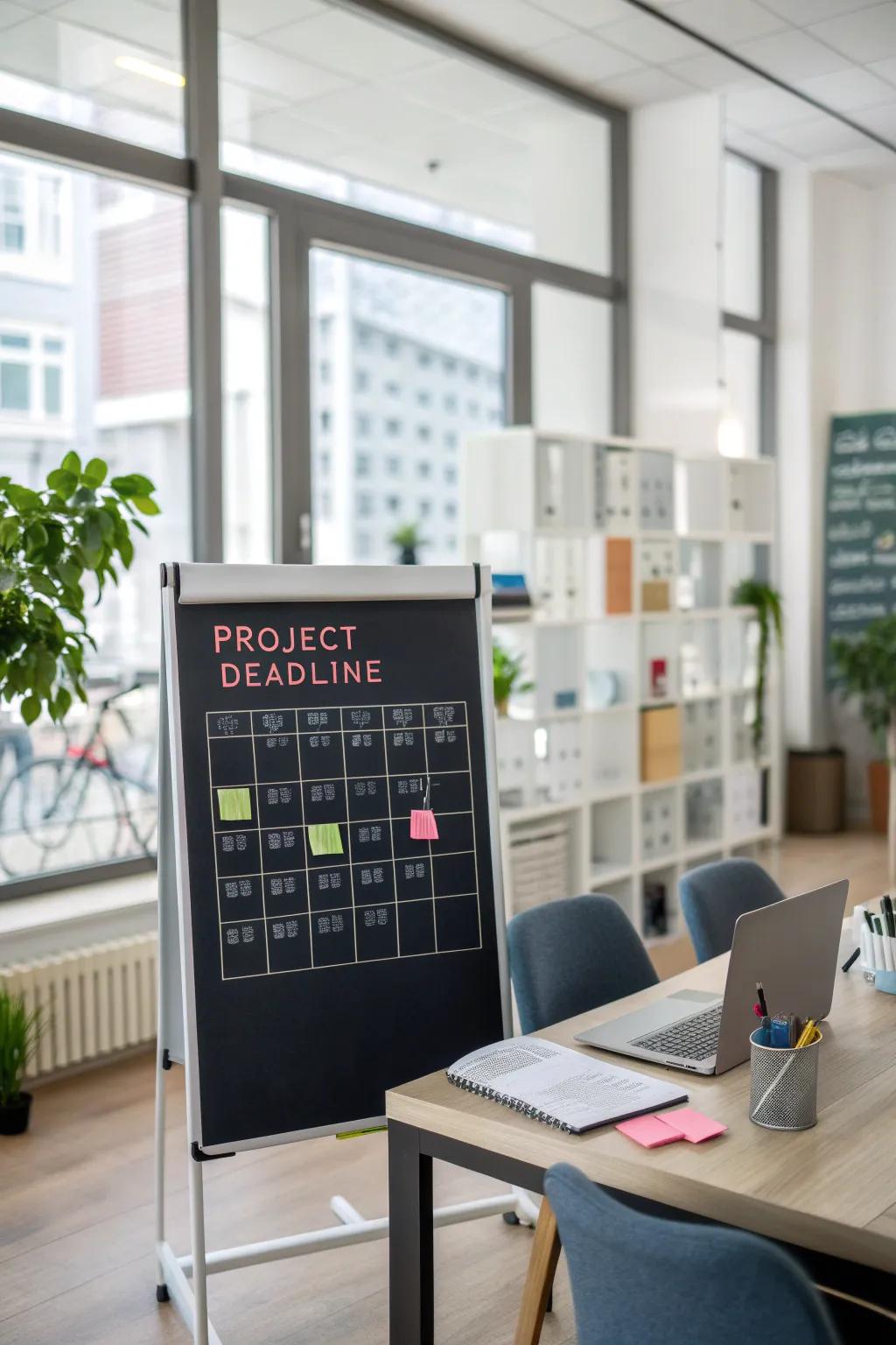 A professional chalkboard calendar that keeps projects on track.