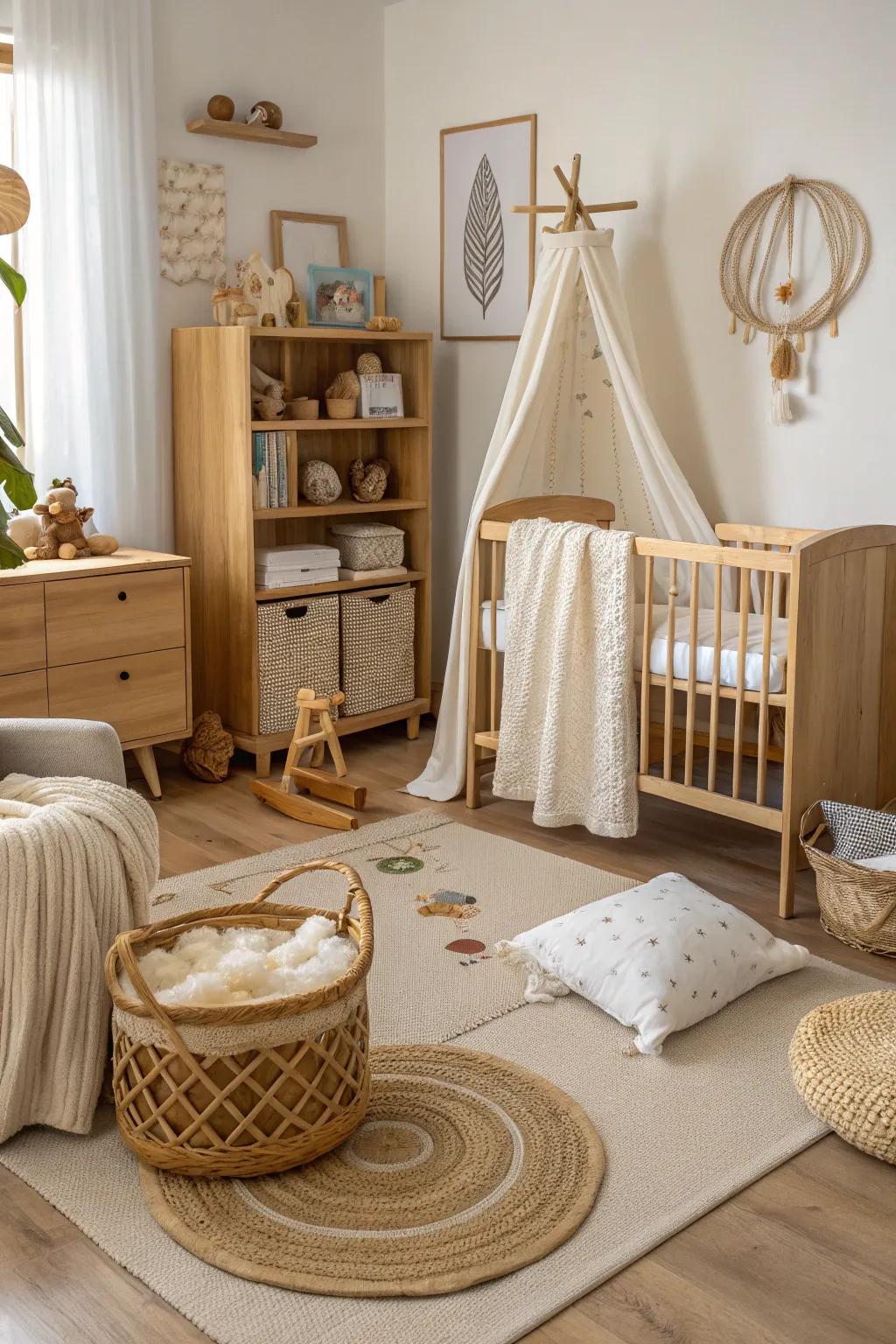 Natural materials create a healthy and eco-friendly nursery.