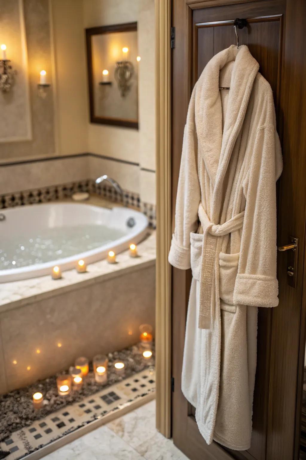 A luxury bathrobe that offers comfort and style for relaxing moments.