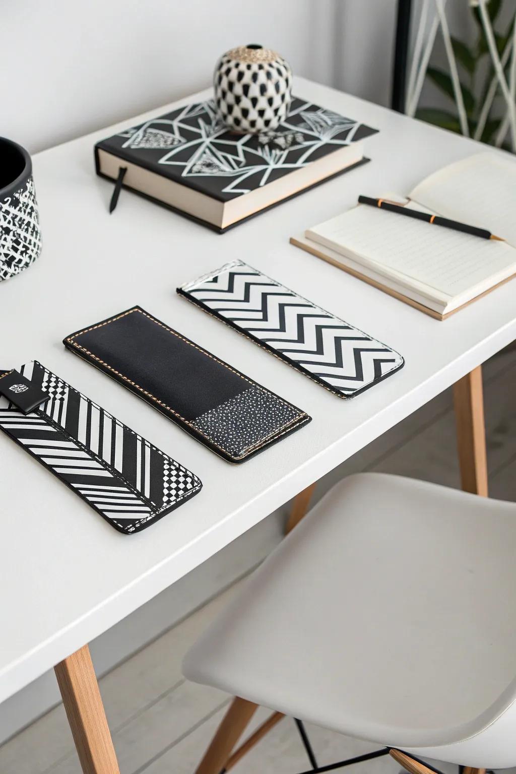 Minimalist black and white designs offer timeless elegance to bookmarks.