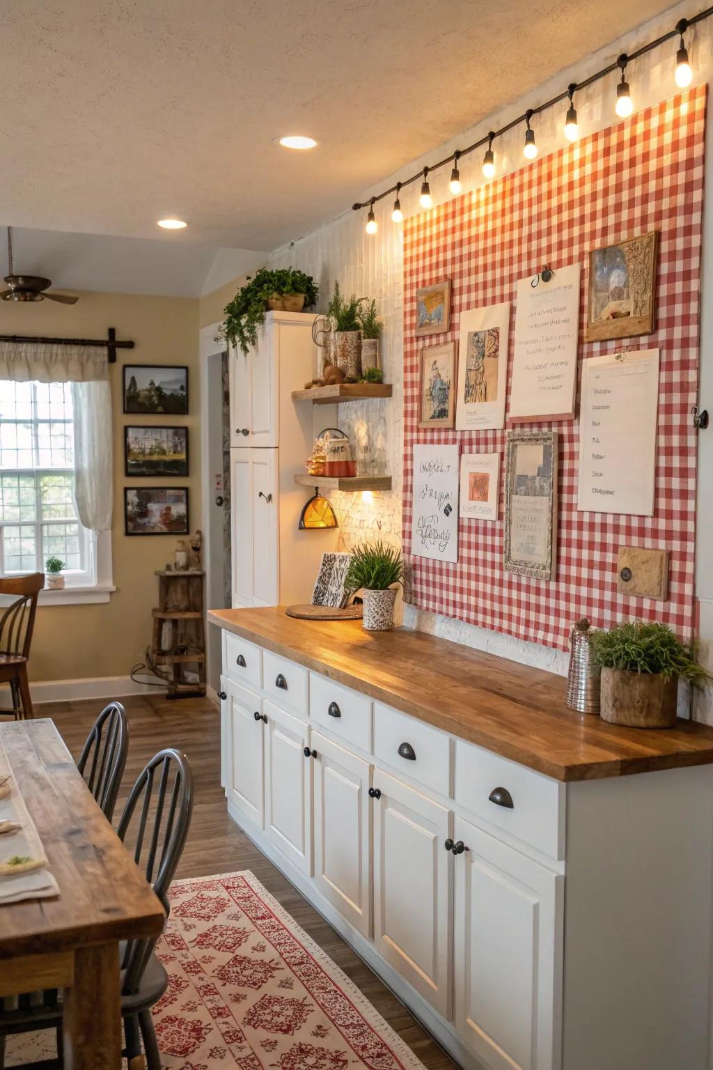 Gingham patterns add classic charm and a cheerful touch.