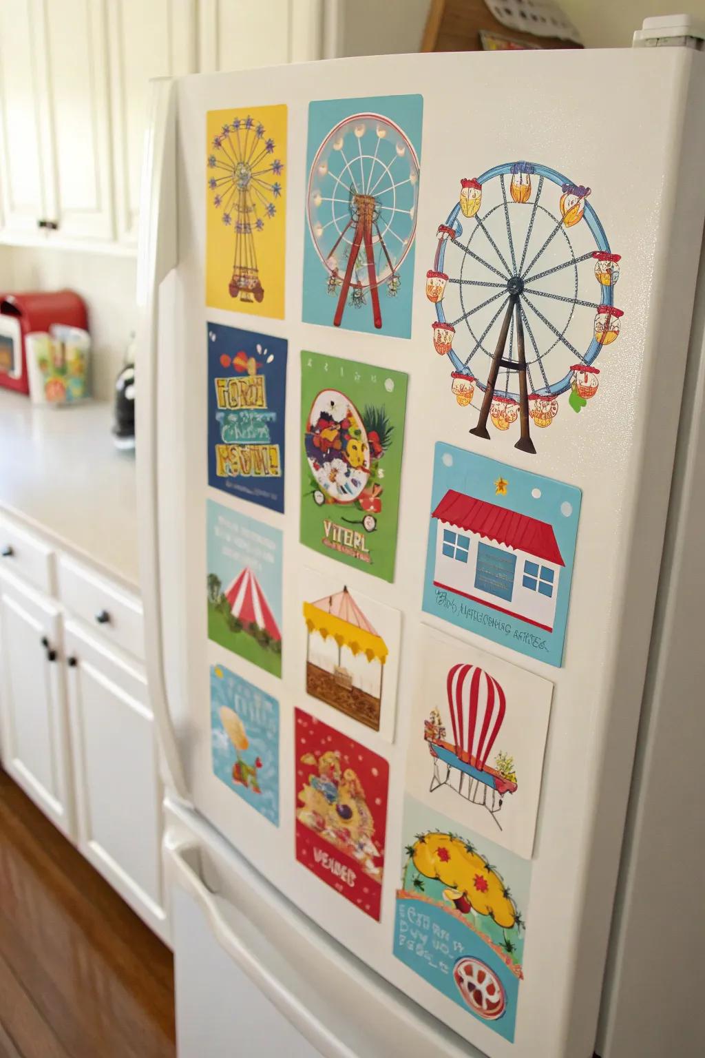 Carnival-themed magnets for a fun and decorative touch.