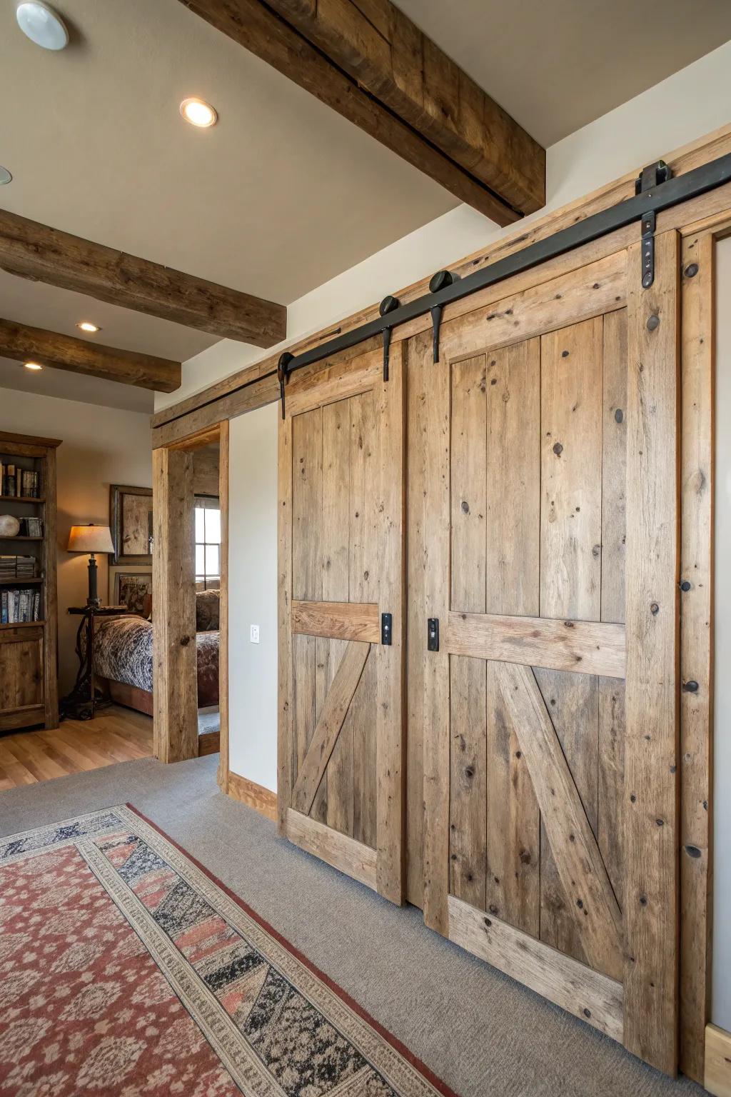 Reclaimed wood doors add rustic charm and character.