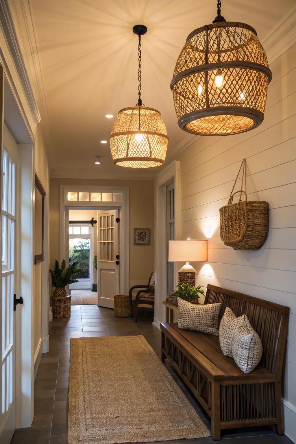 Woven basket pendant lights add warmth and texture to your home.