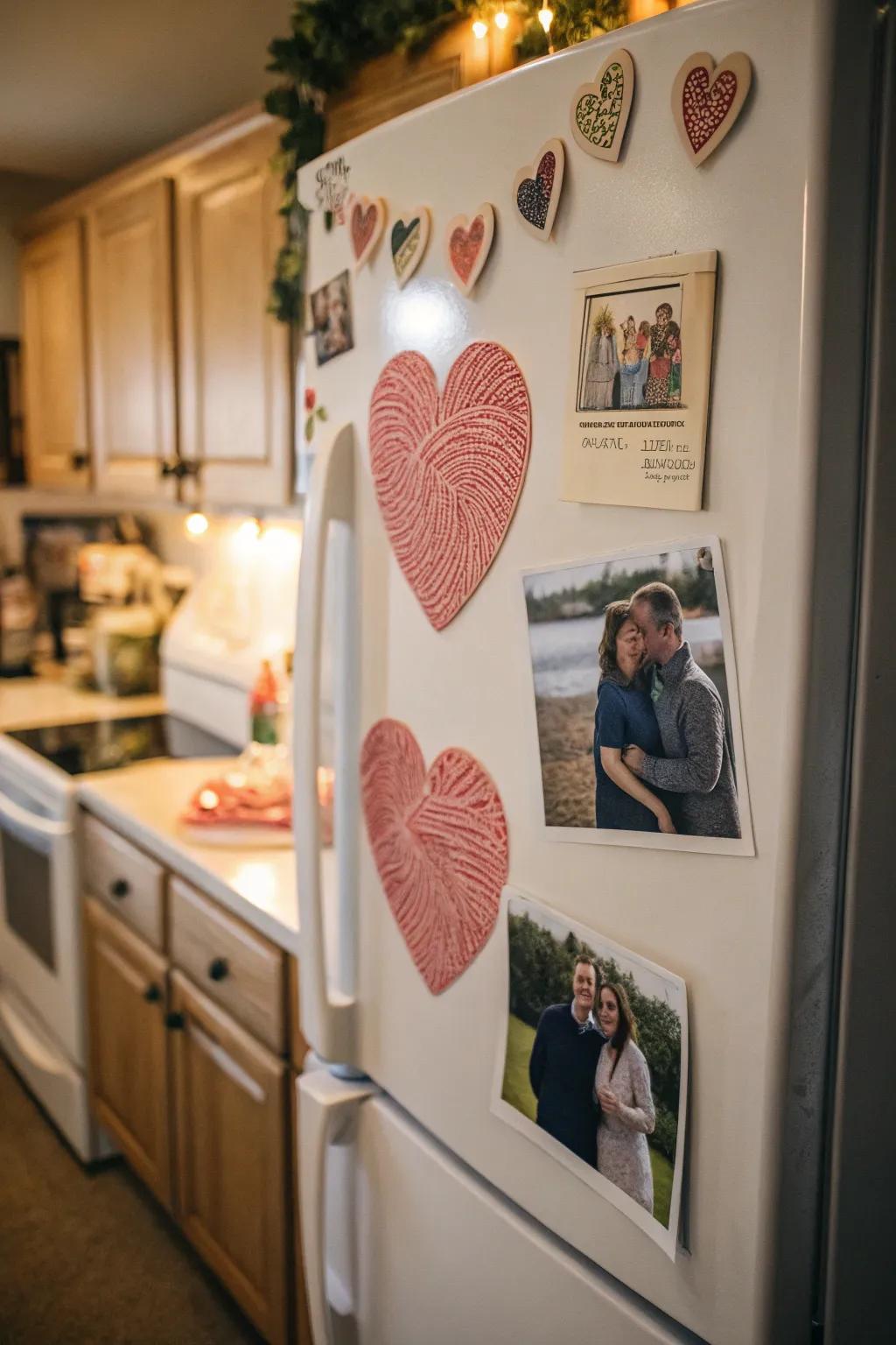 Charming heart fingerprint magnets, a heartfelt touch to the kitchen.