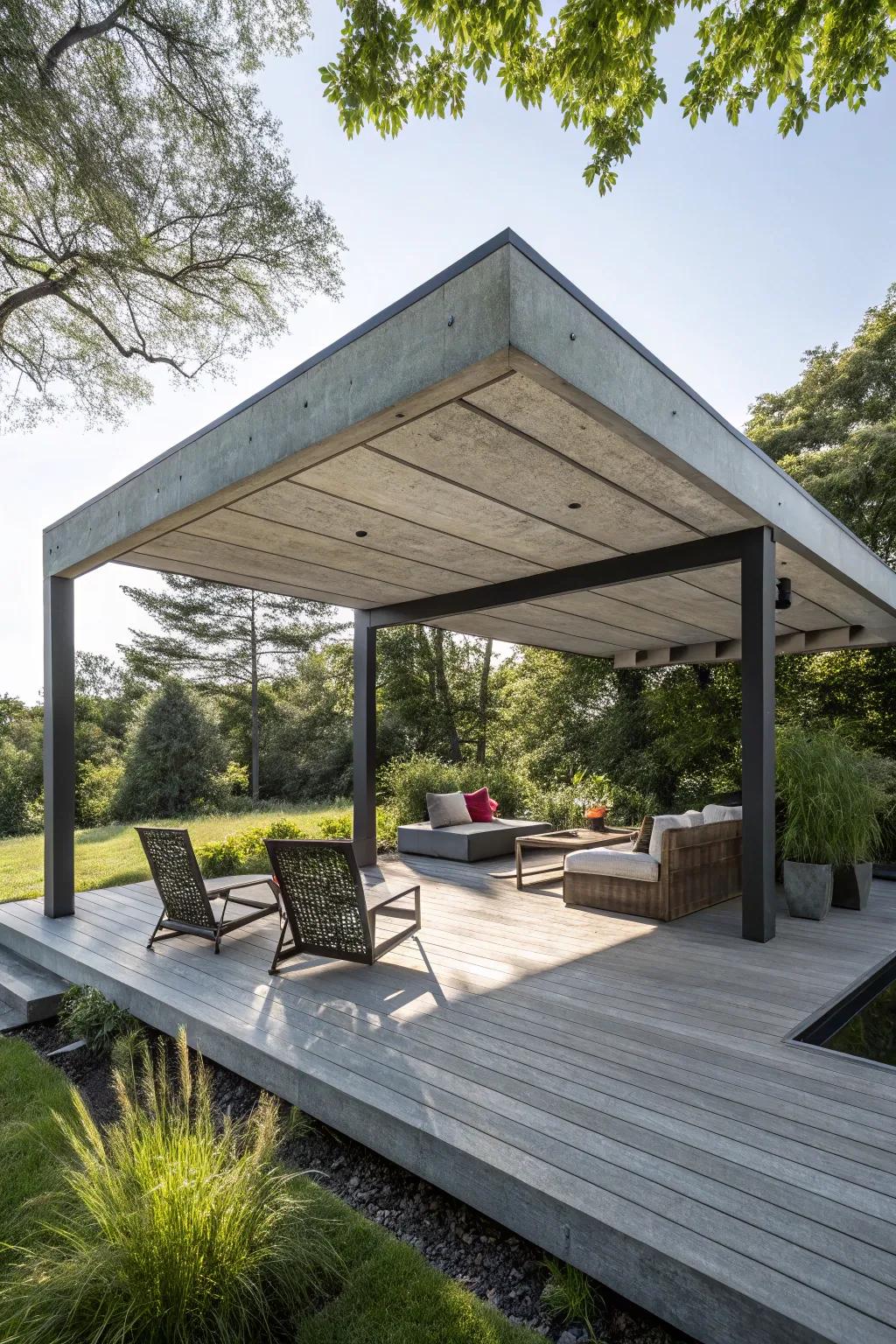 Concrete canopies offer unmatched durability and modern style.