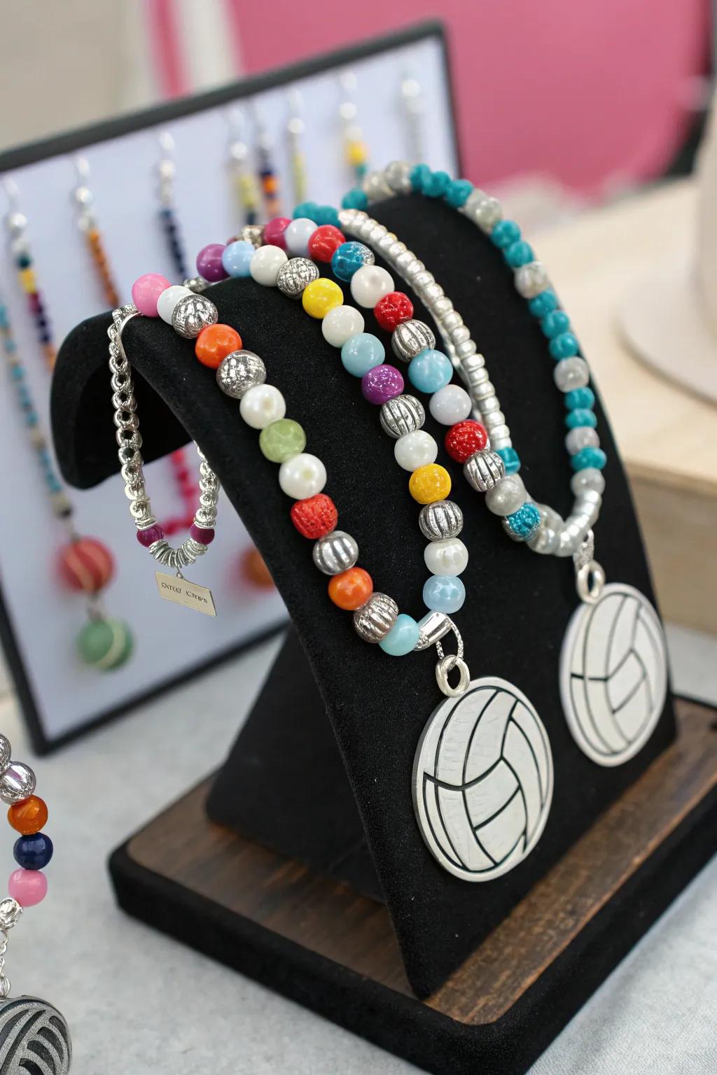 Add sporty elegance to your outfit with volleyball jewelry.