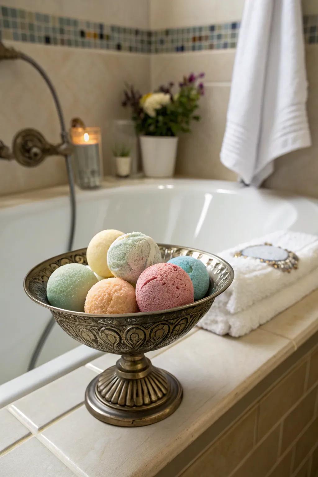 Luxurious organic bath bombs offering a soothing and eco-friendly bath experience.