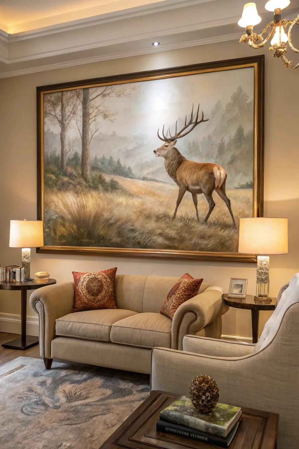 A dashing deer painting that brings nature's grace indoors.