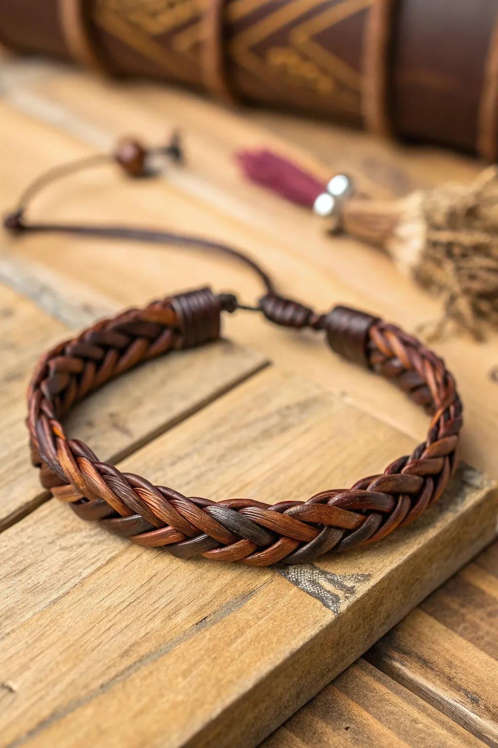 Sophisticated and stylish, leather braided bracelets add a touch of elegance.