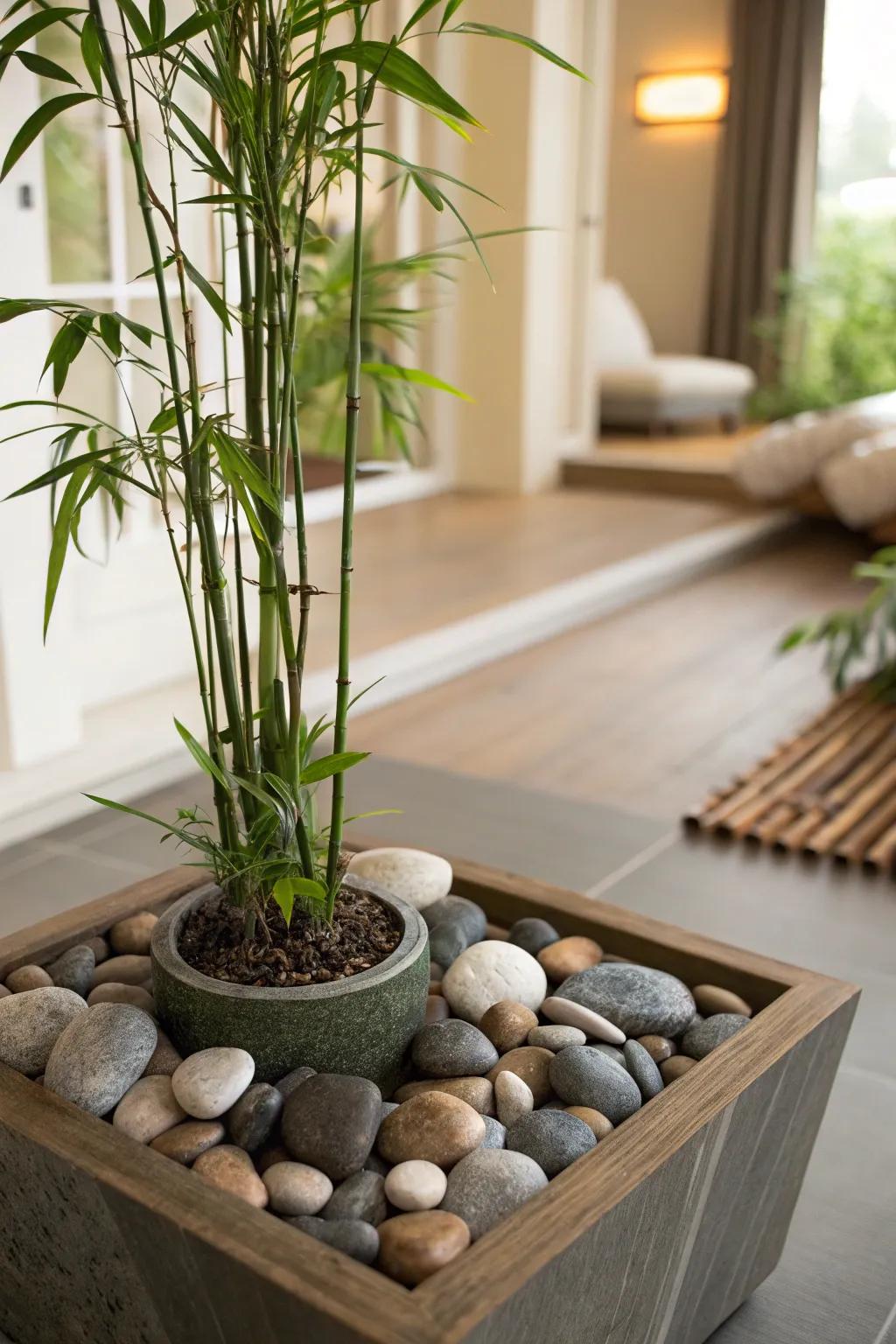 Zen garden planters promote relaxation with minimalist design.