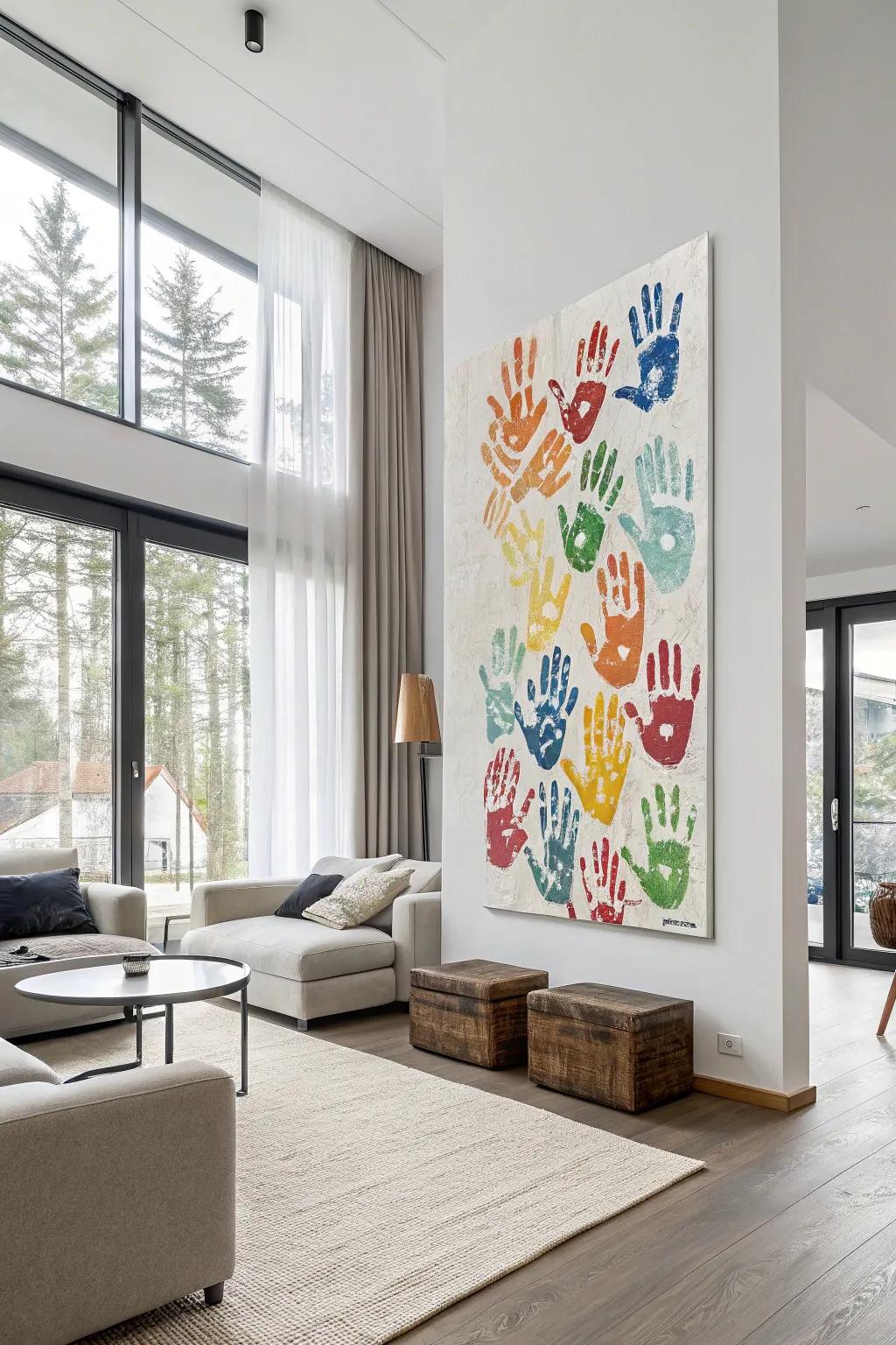 Make a statement with handprint canvas art.