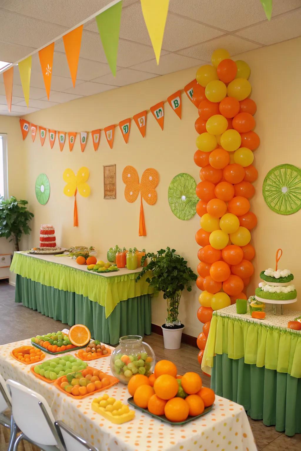 Add zest to the party with a Citrus Splash theme.