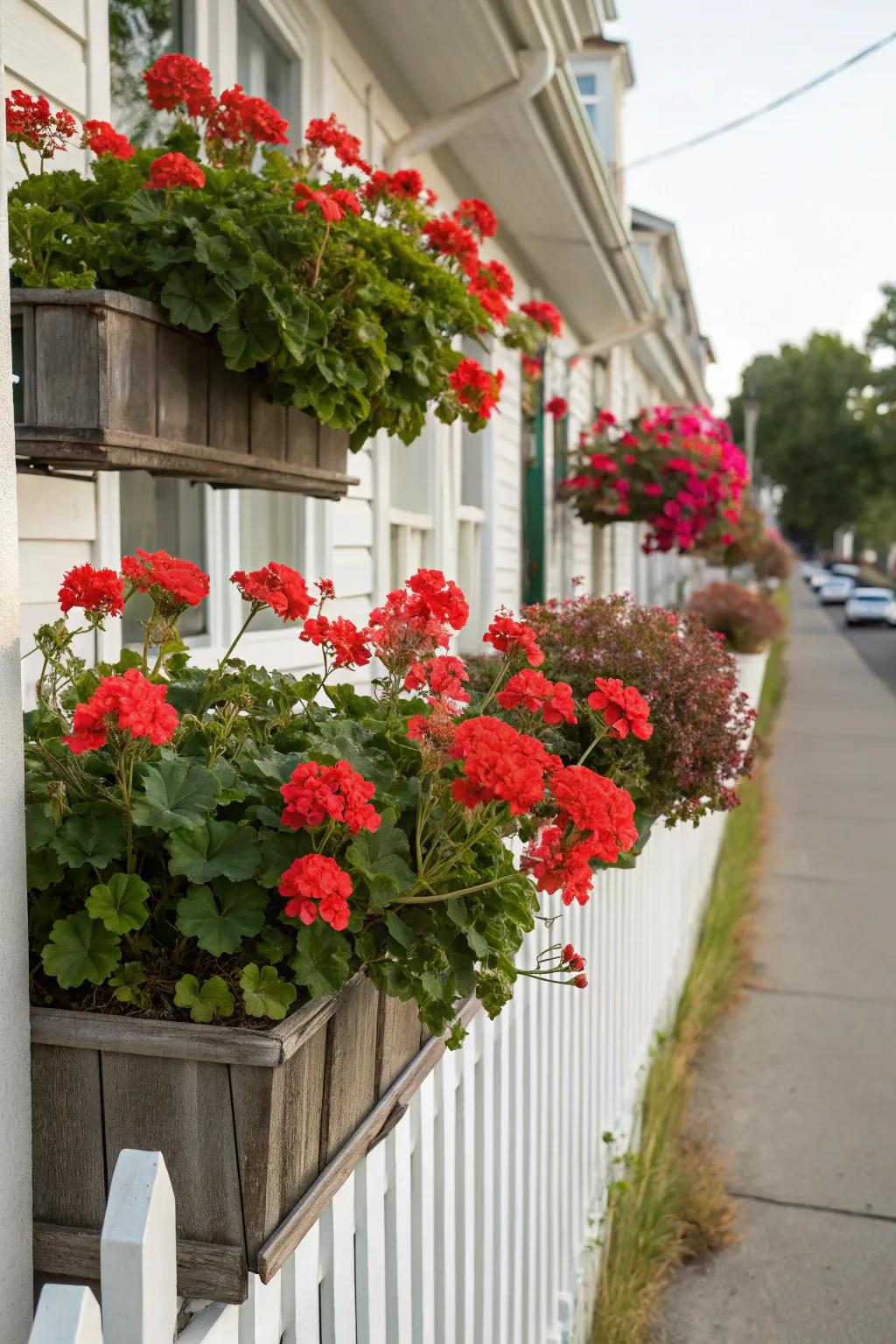 Geraniums bring vibrant color to outdoor decor.