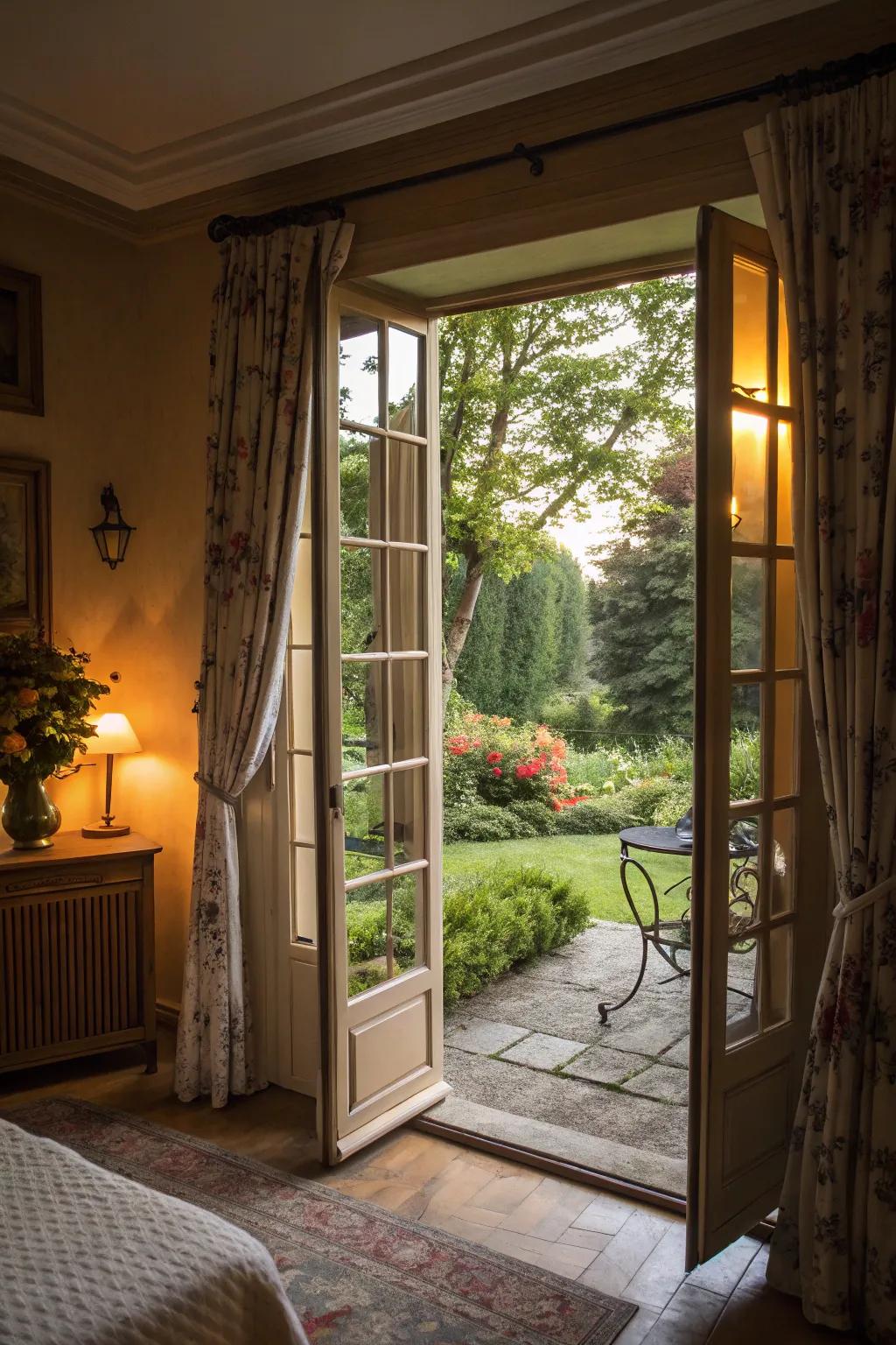 French doors enhance openness and natural light.