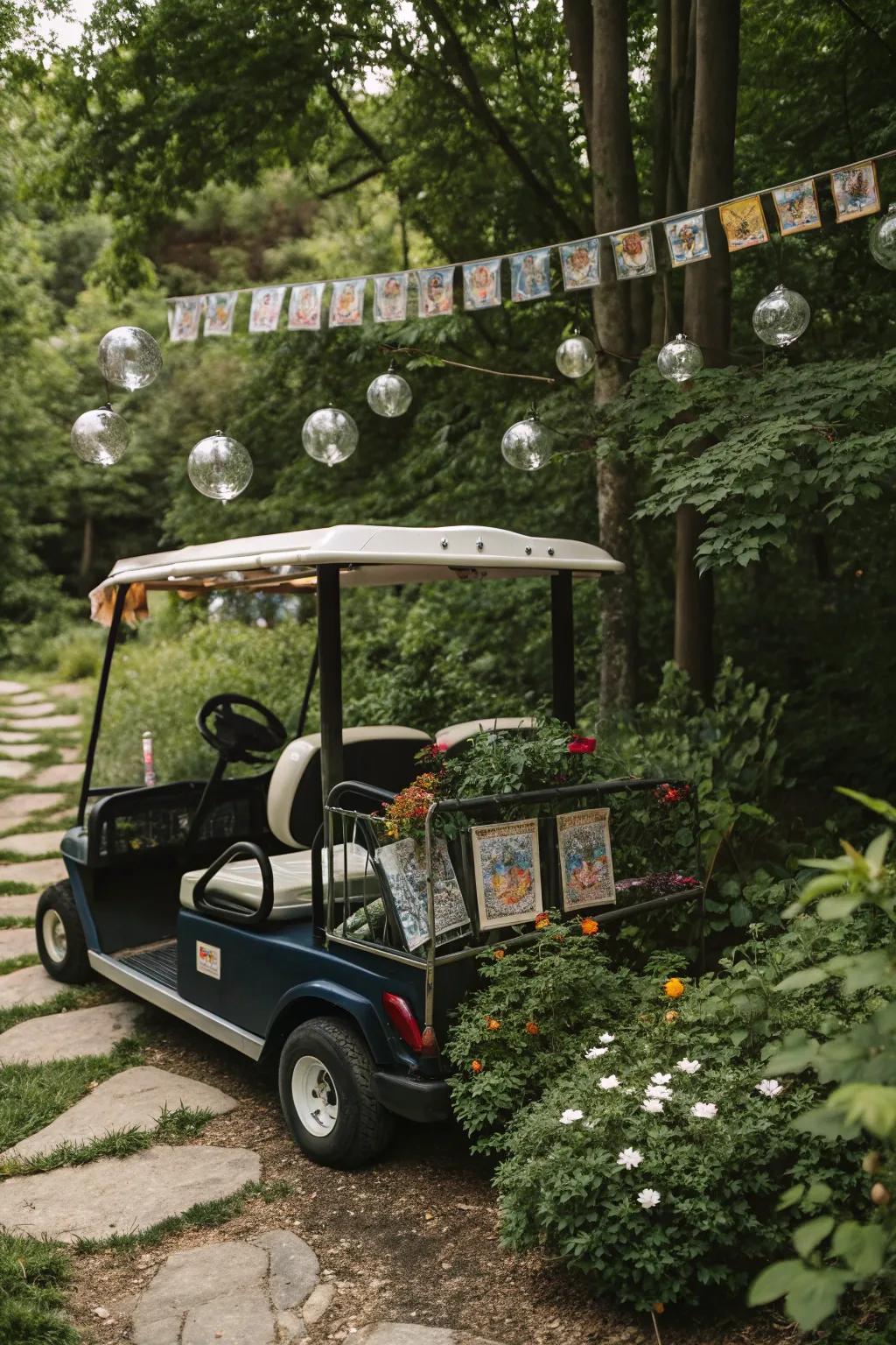 Unveil the future with this mystic fortune teller golf cart.