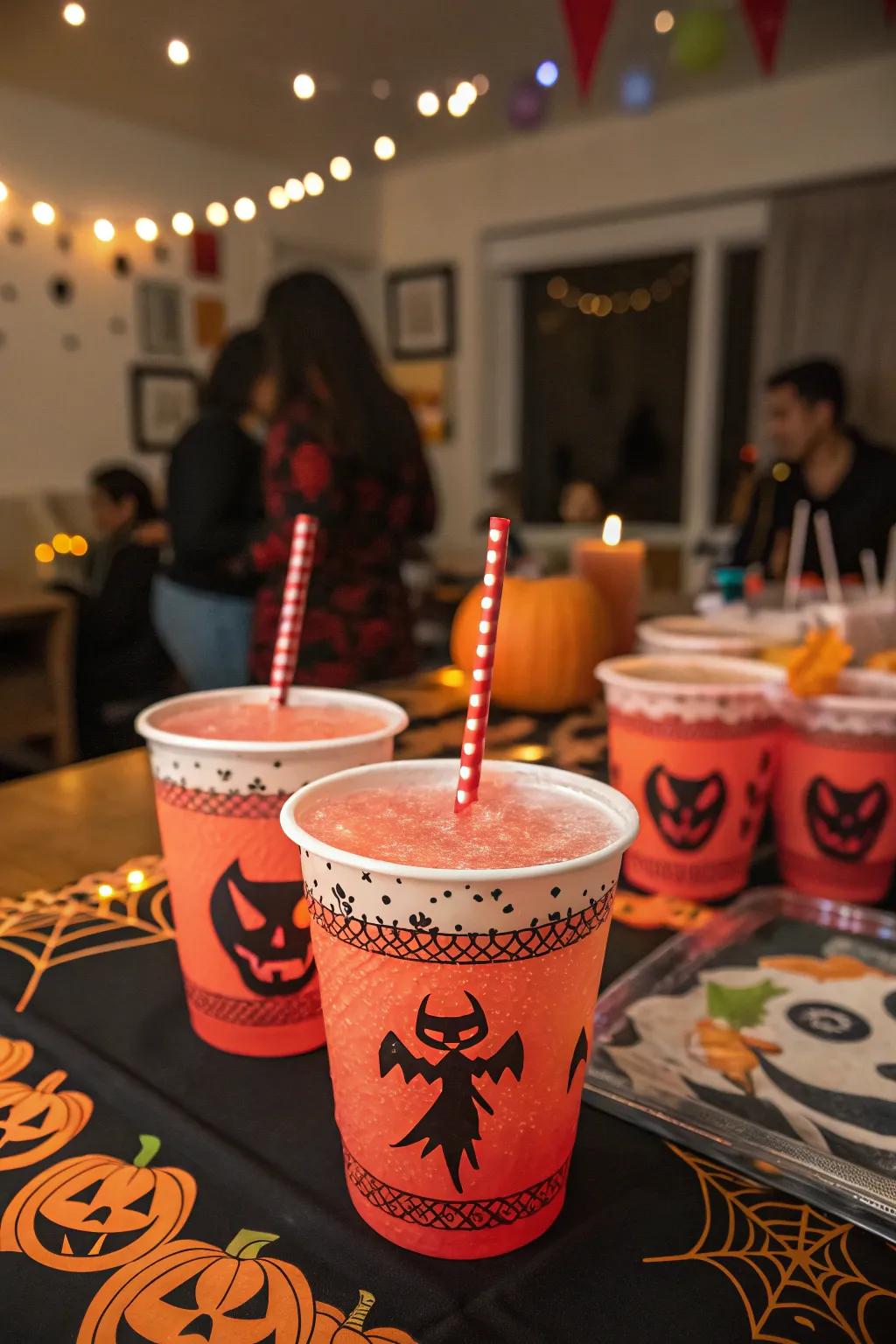 Devilish daiquiri cups bringing a touch of wicked fun to the party.