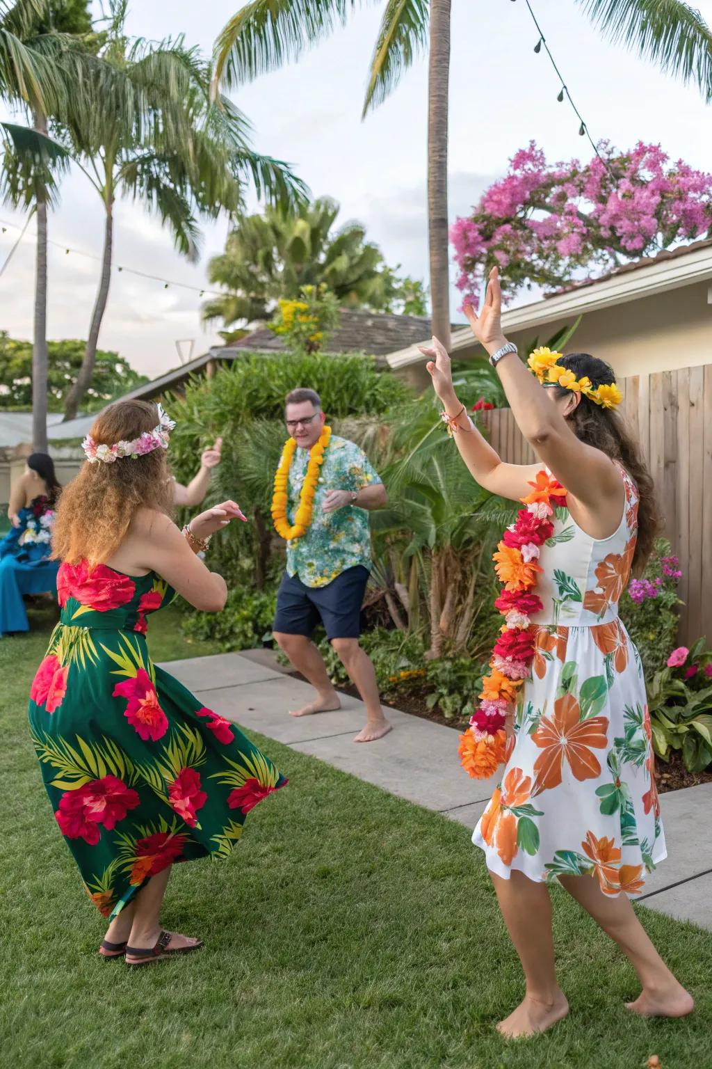 Keep the energy high with a fun Hawaiian dance-off.