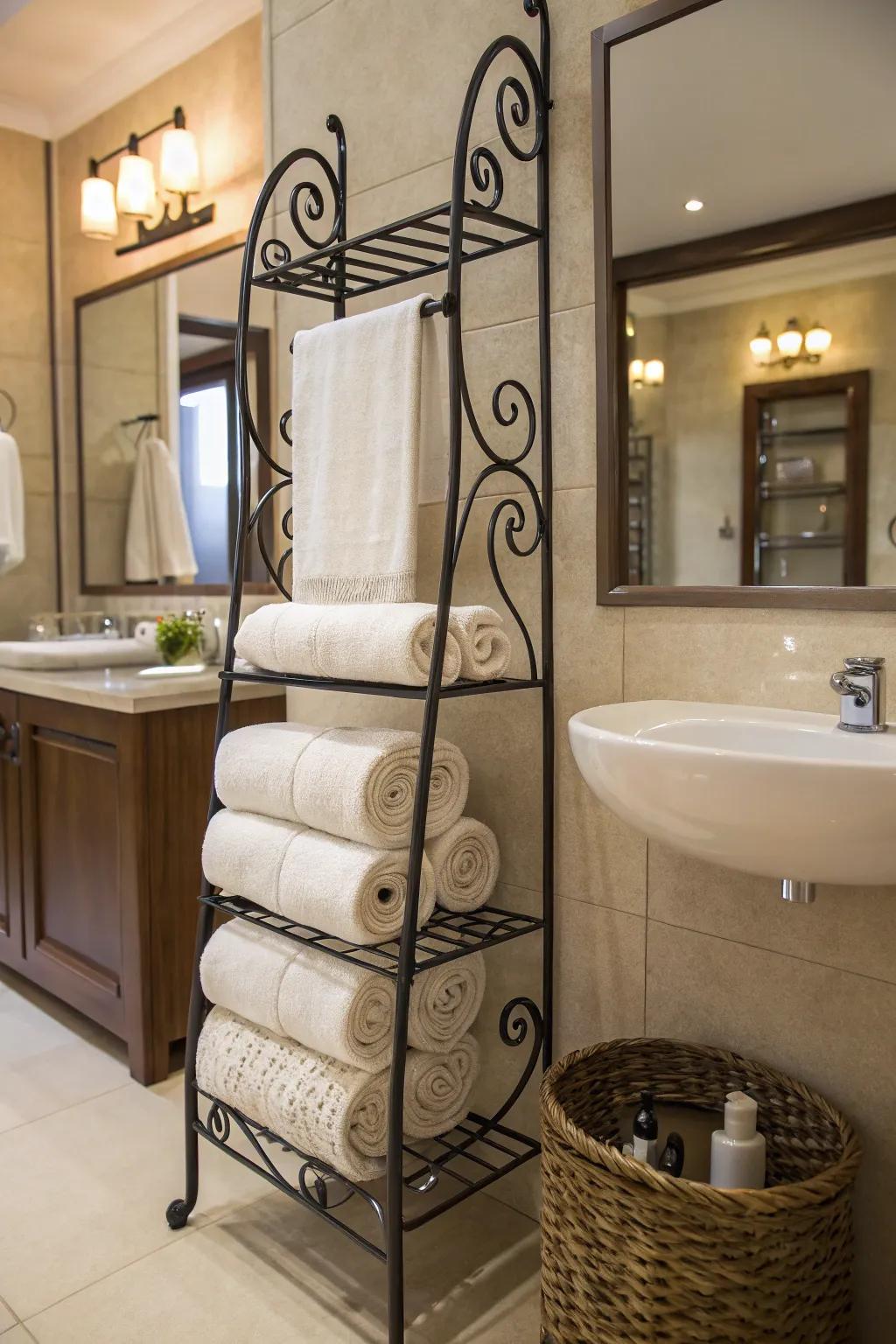 A stylish towel rack that elevates your bathroom decor.