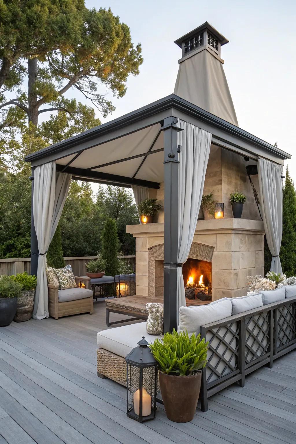 A canopy enhances comfort by providing shade and shelter.