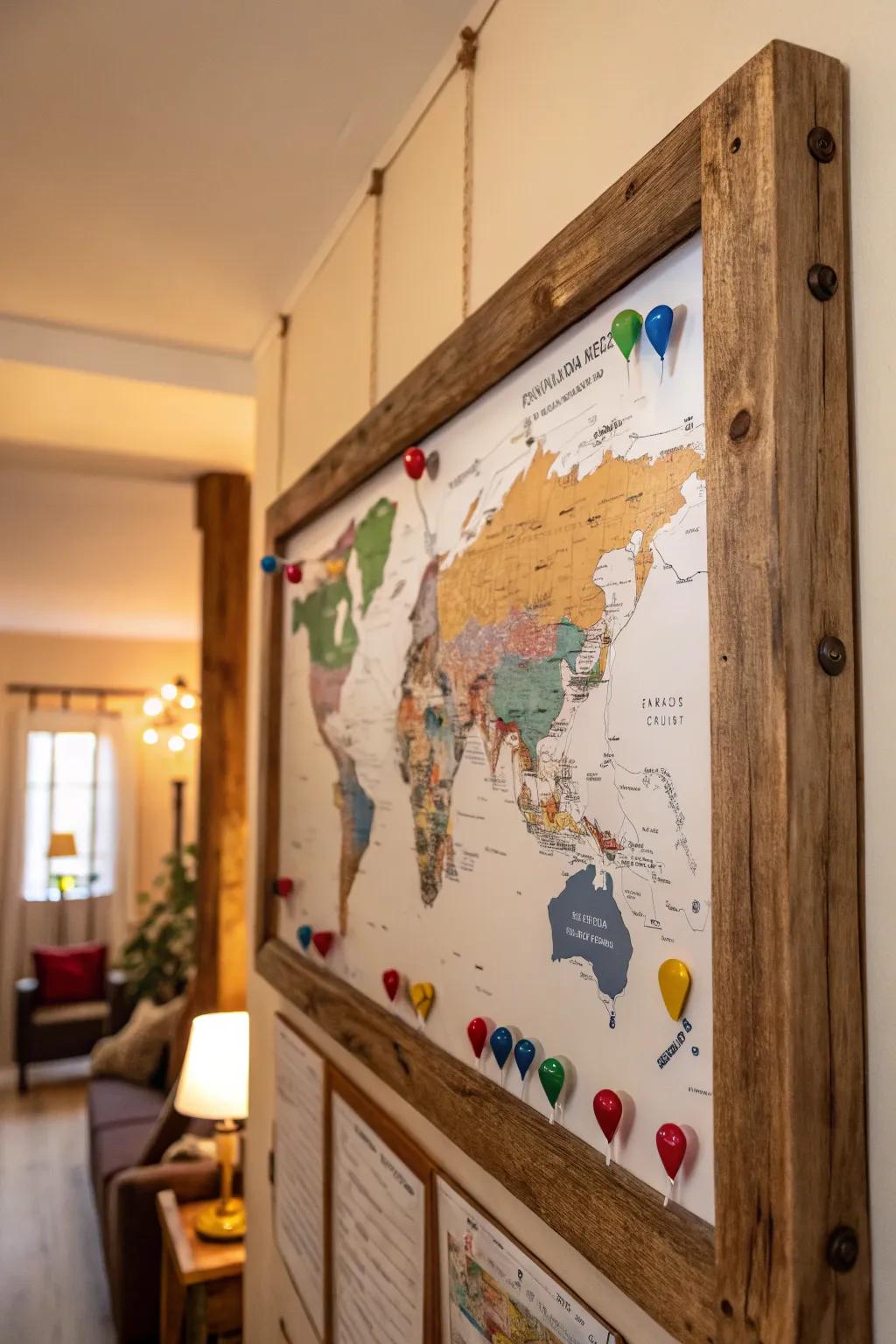 A custom travel map celebrating shared adventures.