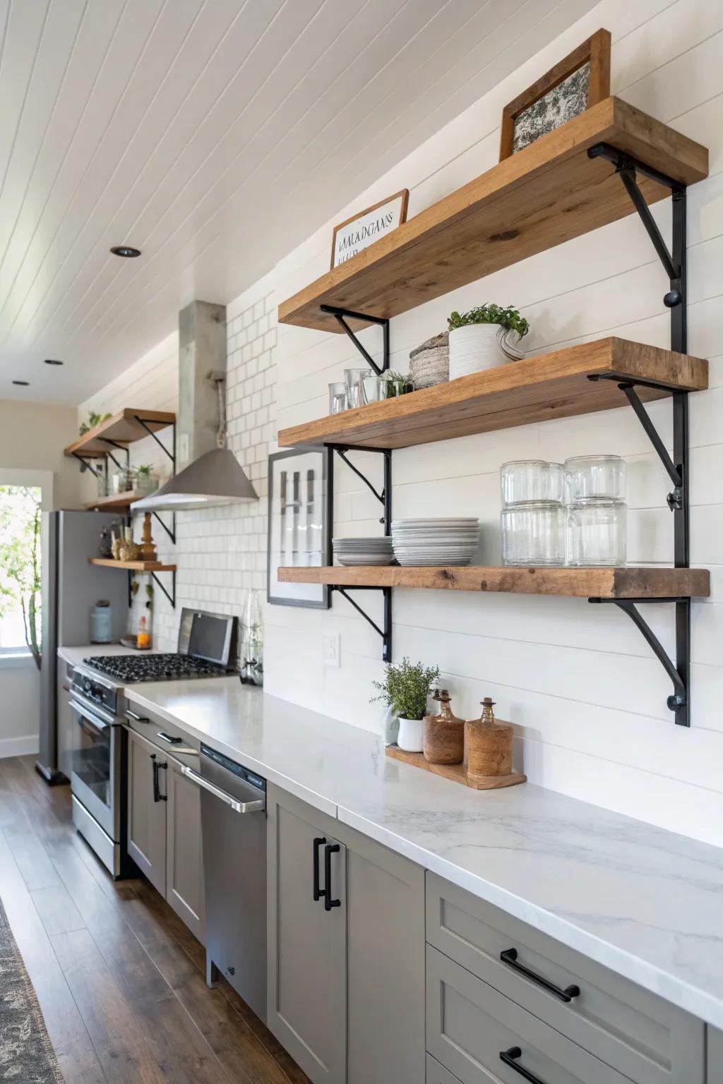 Kitchen shelves that combine practicality with style.