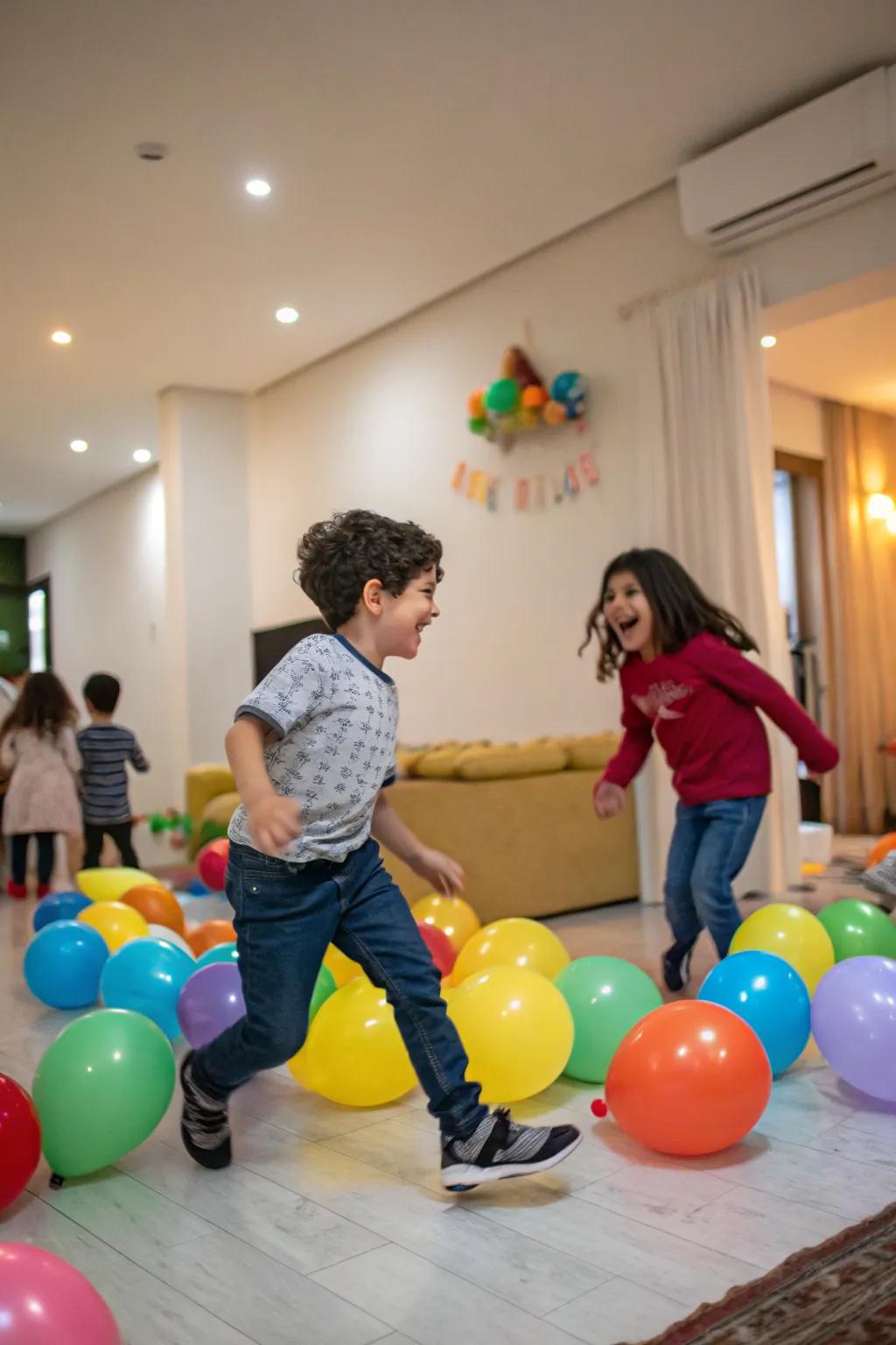 A lively balloon party filled with fun and laughter.