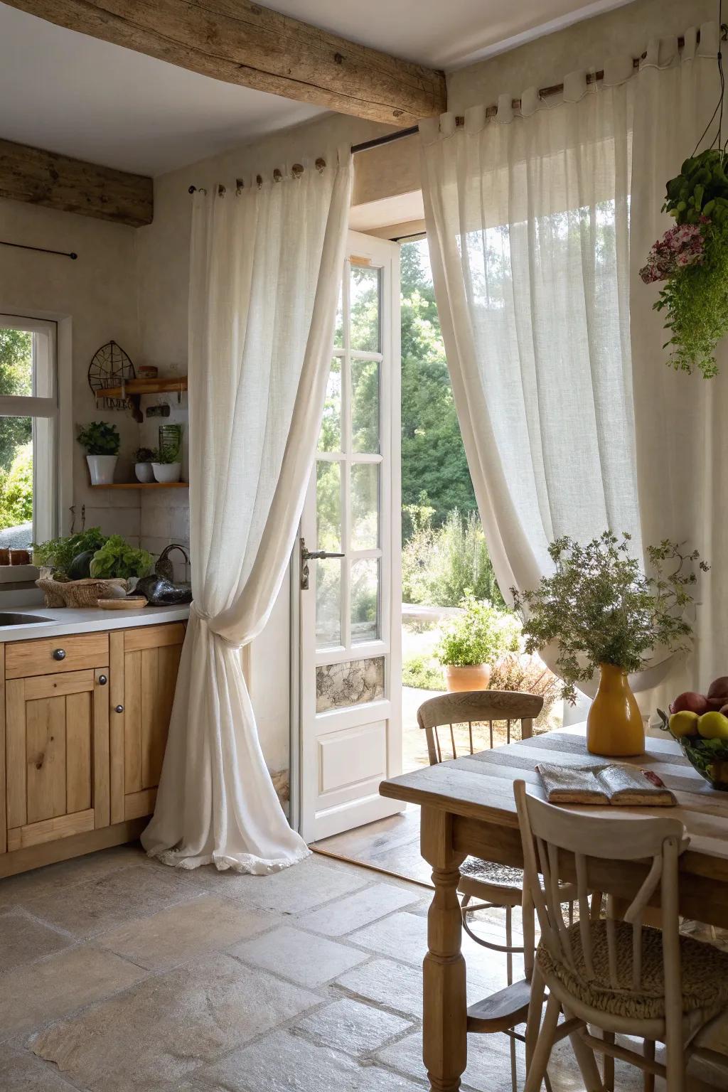 Curtains that add softness and privacy to your kitchen.