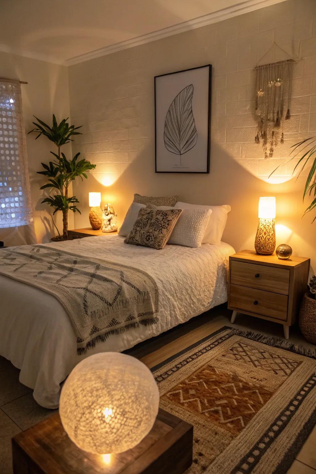 LED mood lighting transforms bedrooms into serene retreats.