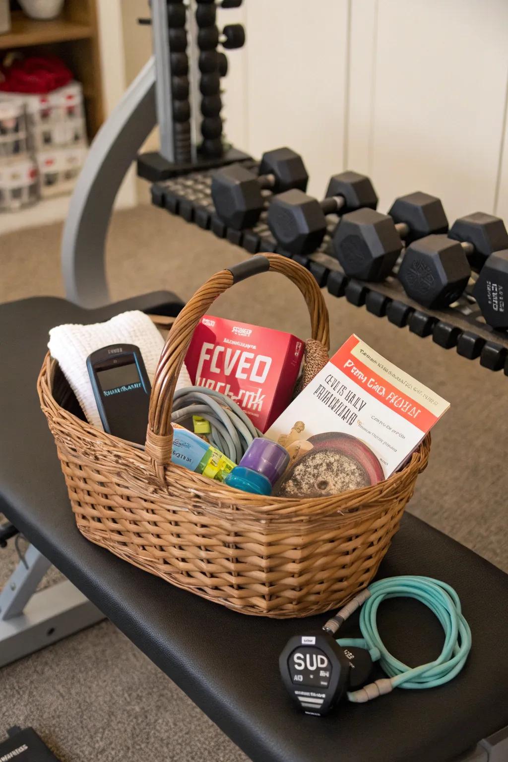 Encourage mom's healthy lifestyle with a basket of fitness essentials.