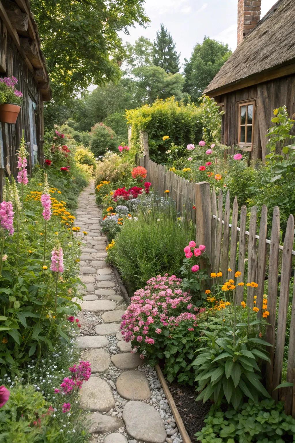 A themed design gives narrow flower beds a cohesive and unified look.