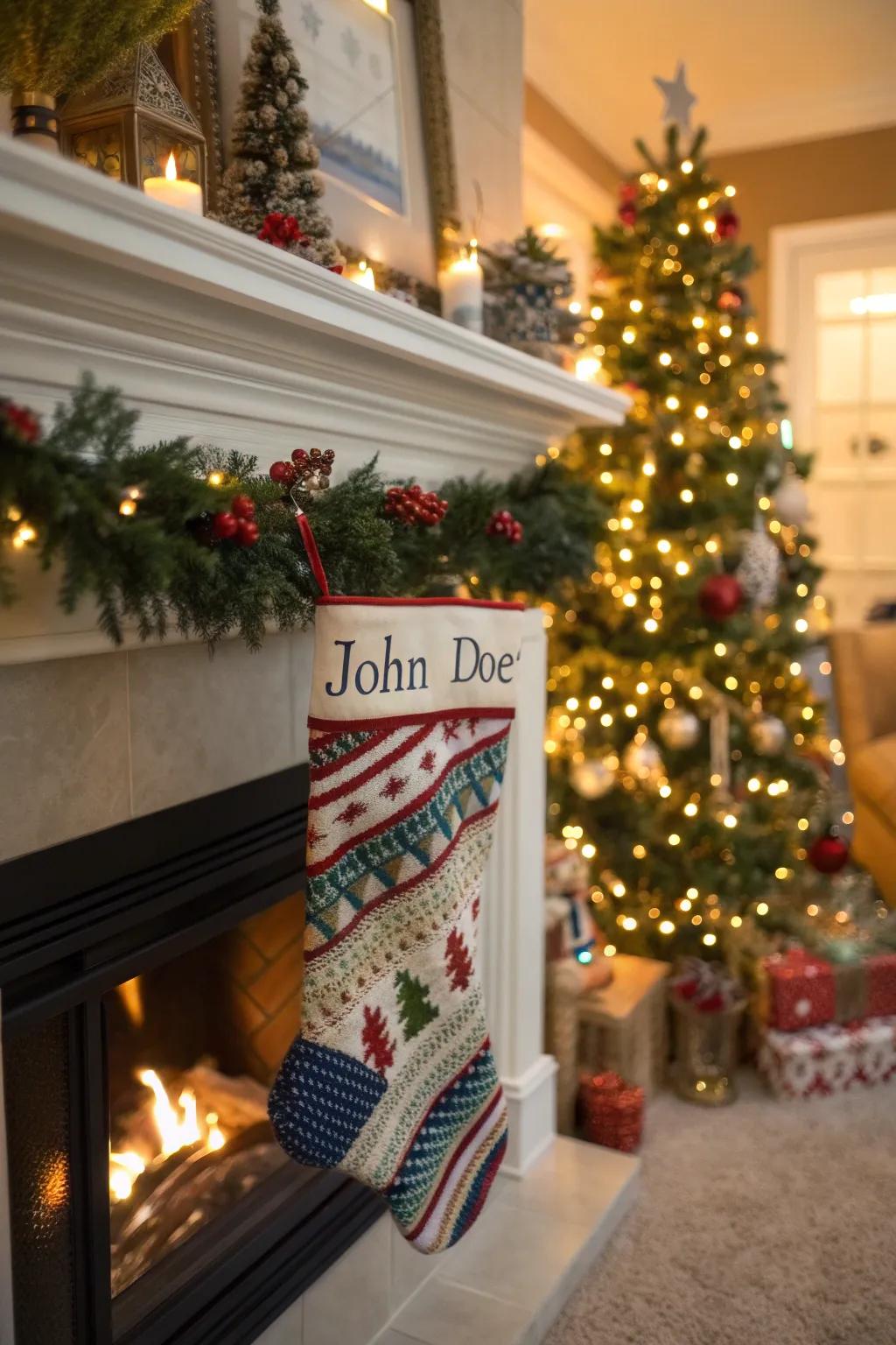 A custom Christmas stocking adds warmth and personal charm to the holidays.