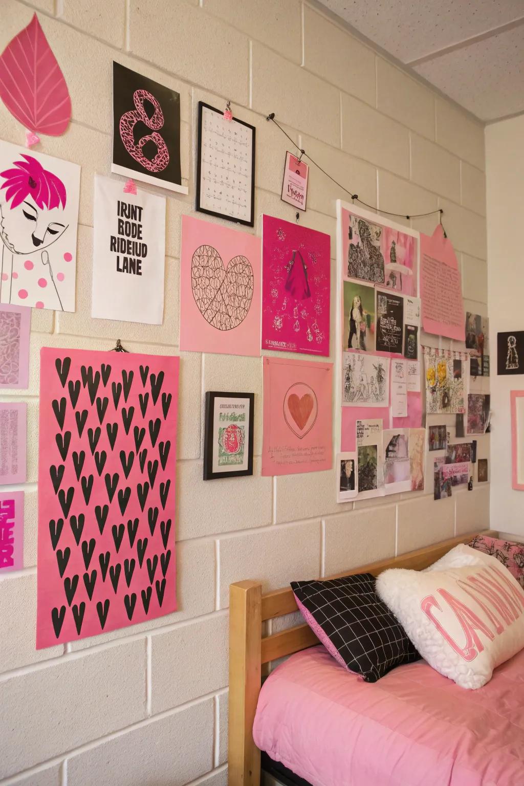 Personalized pink and black art collection for character.