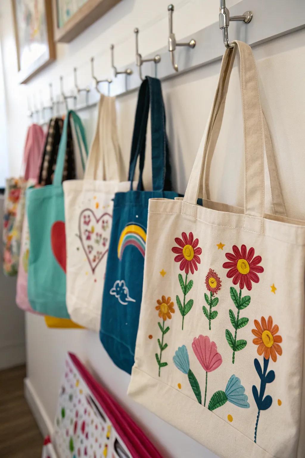 Carry your essentials in style with custom puffy paint tote bags.